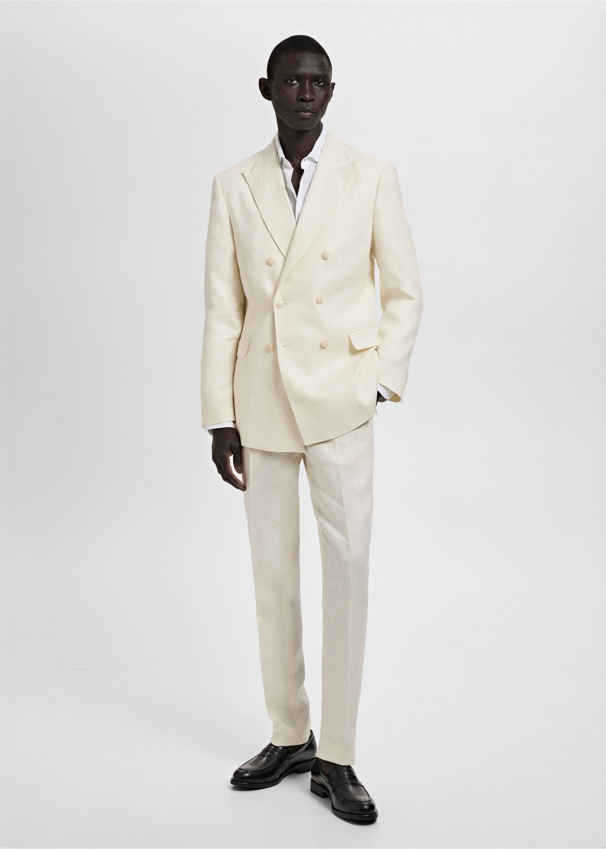 Amalfi 100% linen slim-fit suit trousers - General plane, Ivory White. Ref: 87005938-00.