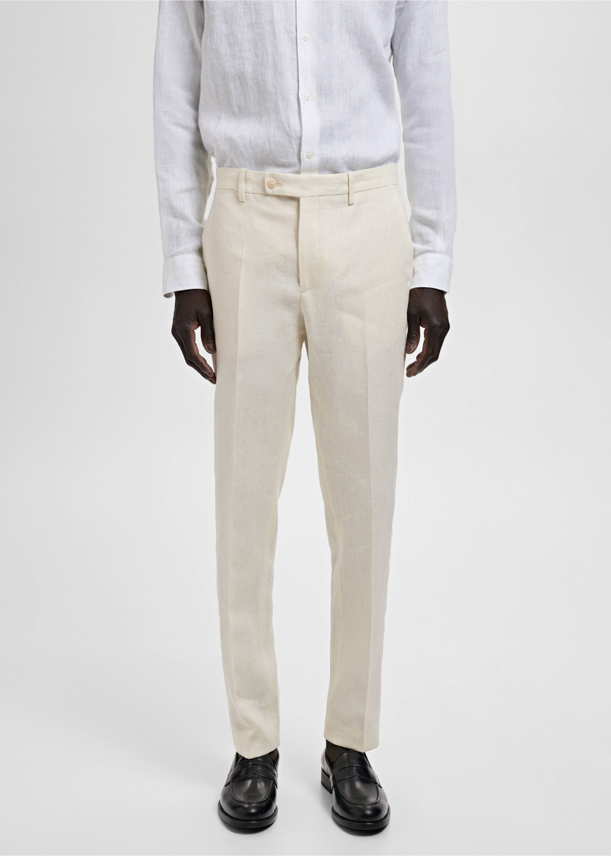 Amalfi 100% linen slim-fit suit trousers - Medium plane, Ivory White. Ref: 87005938-00.