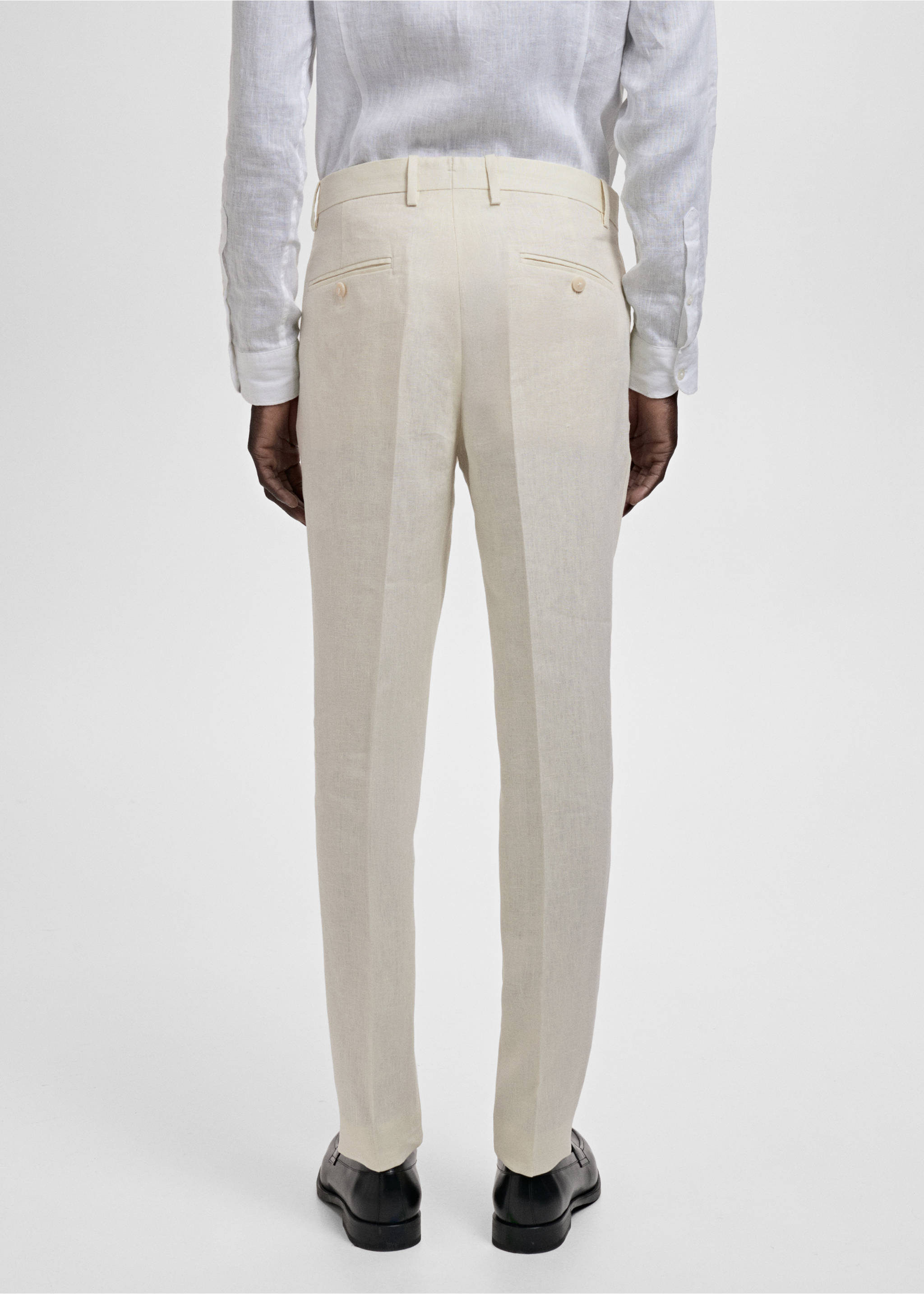 Amalfi 100% linen slim-fit suit trousers - Reverse of the article, Ivory White. Ref: 87005938-00.