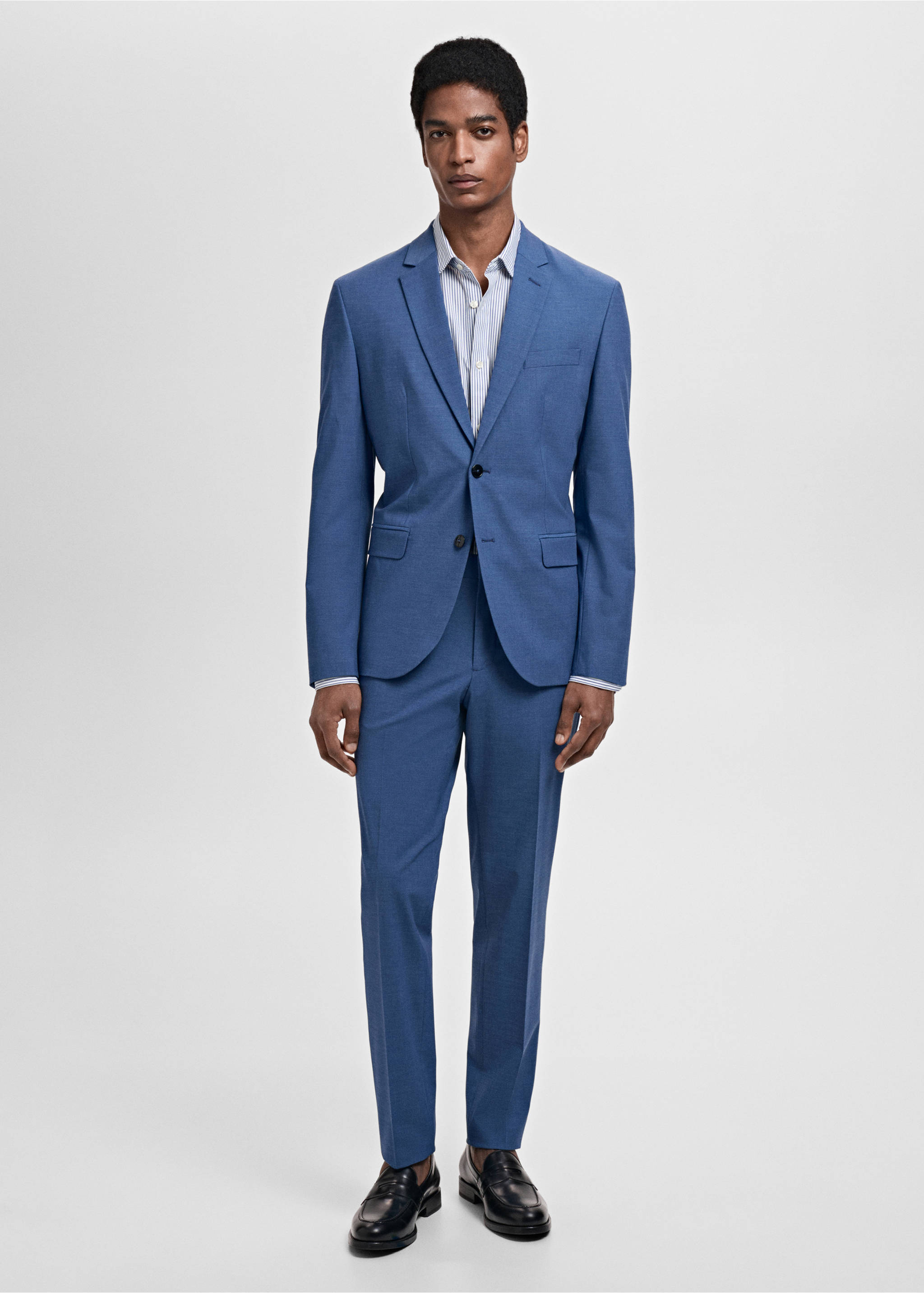 Stretch fabric super slim-fit suit trousers - General plane, Blue. Ref: 87005939-00.