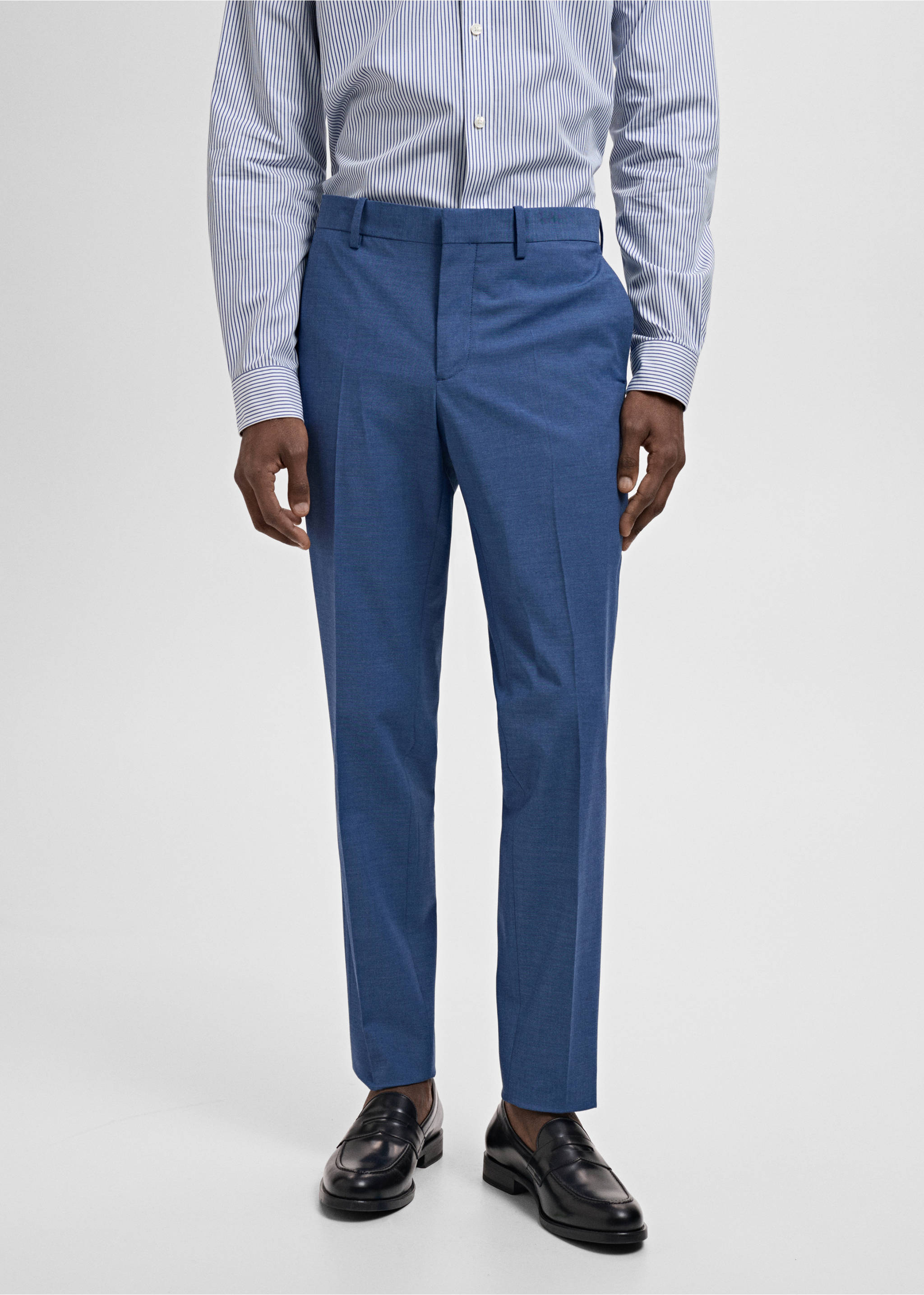 Stretch fabric super slim-fit suit trousers - Medium plane, Blue. Ref: 87005939-00.