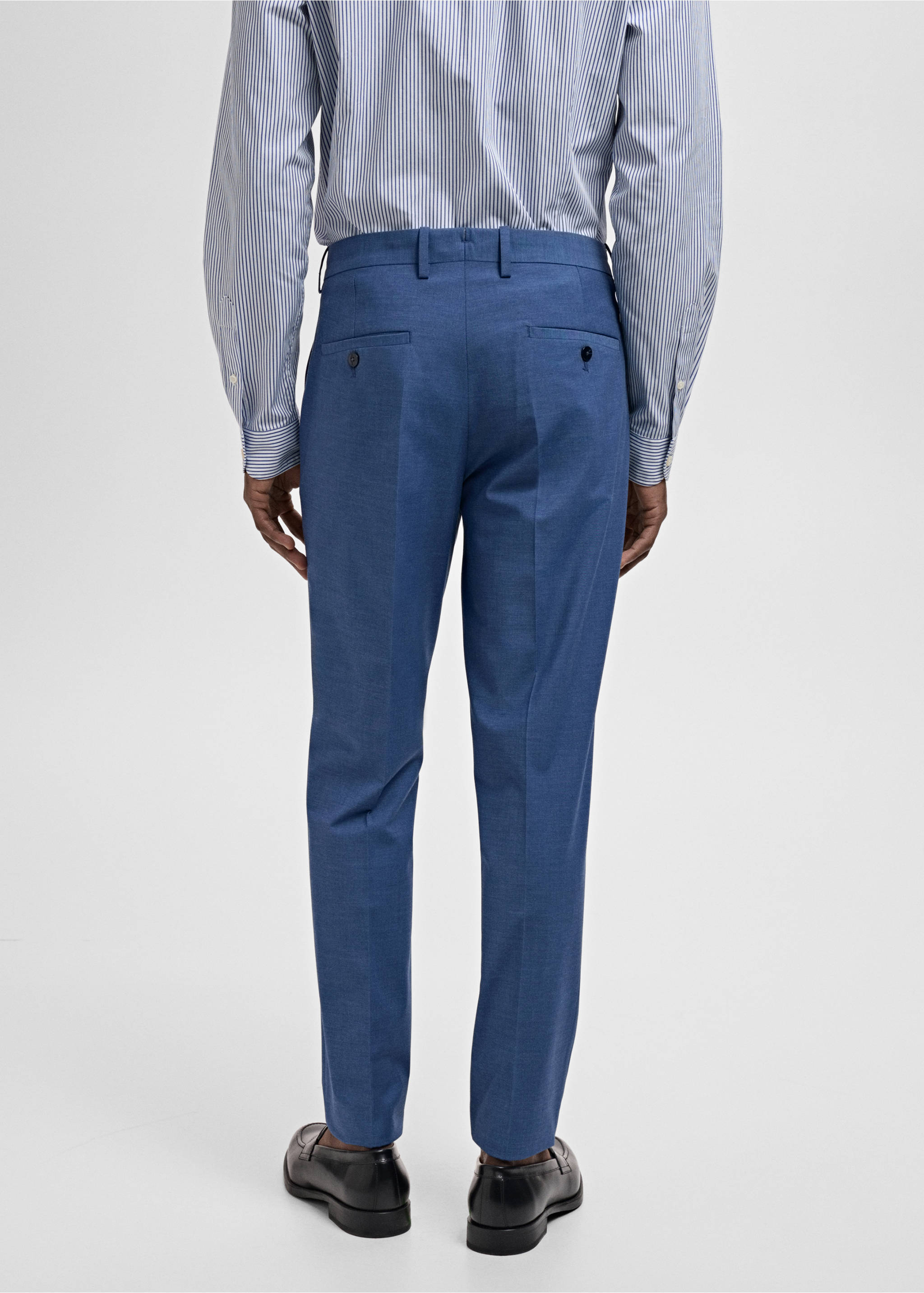 Stretch fabric super slim-fit suit trousers - Reverse of the article, Blue. Ref: 87005939-00.