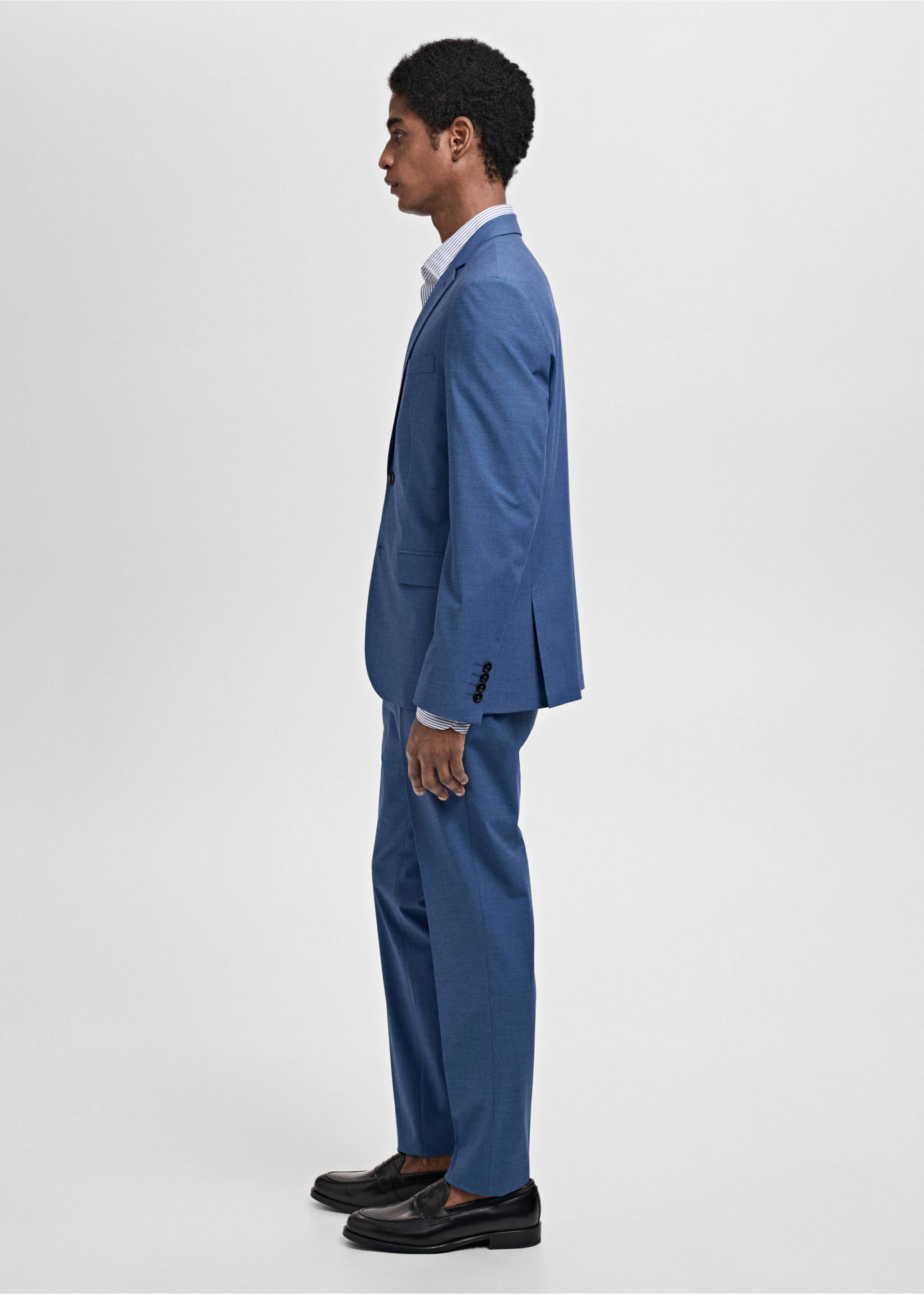 Stretch fabric super slim-fit suit trousers - Details of the article 6, Blue. Ref: 87005939-00.