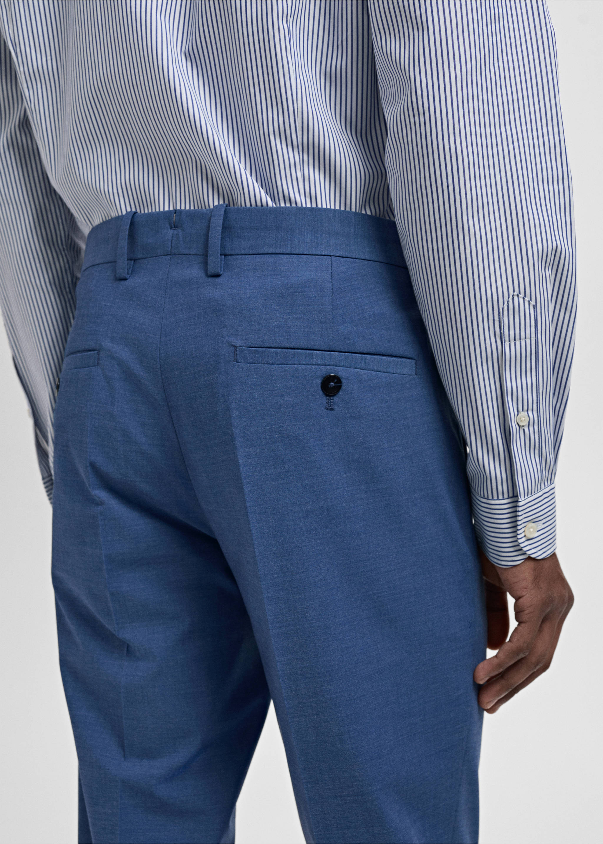 Stretch fabric super slim-fit suit trousers - Details of the article 2, Blue. Ref: 87005939-00.