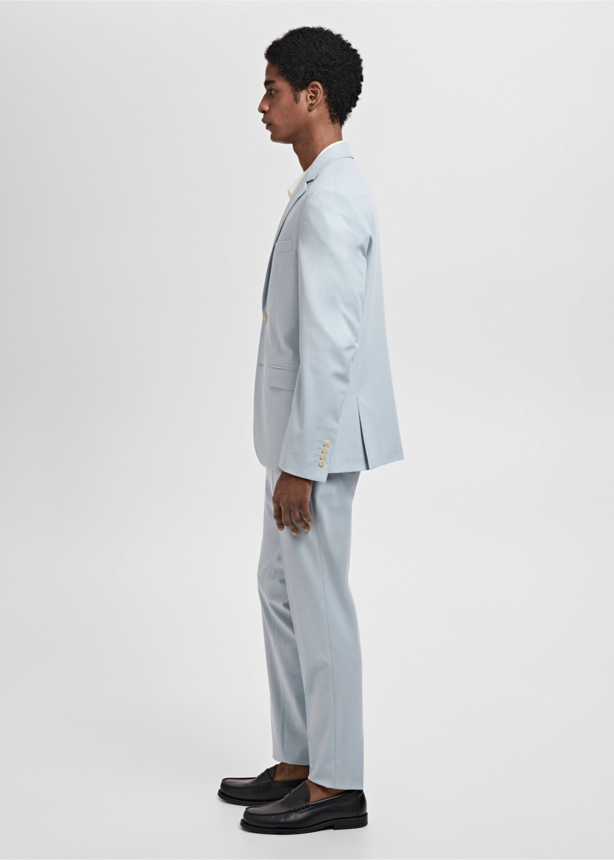 Super slim fit hlače za odijelo od rastezljive tkanine - Detalji artikla 6, Boja neba. Ref: 87005940-00.