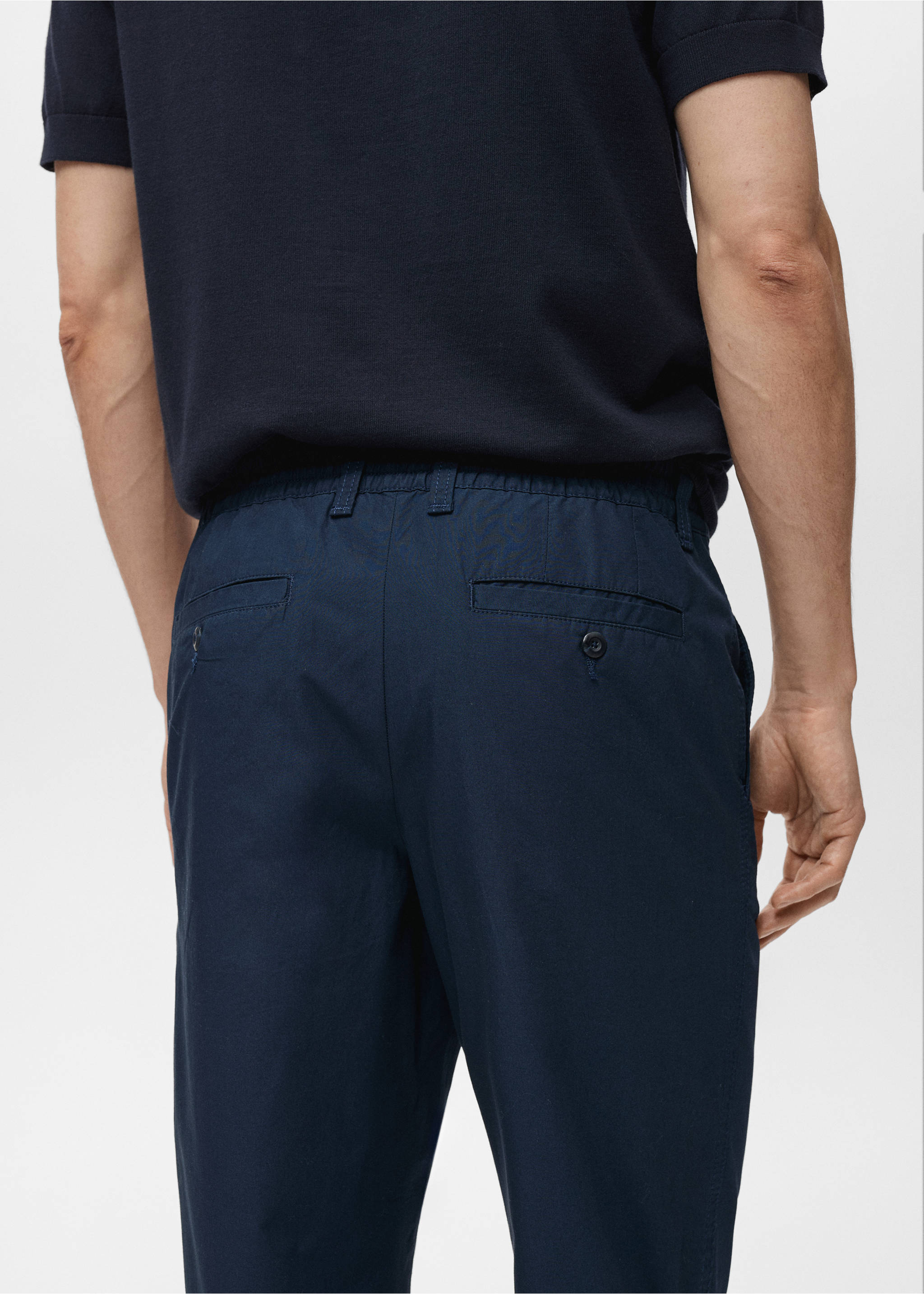 Poplin cotton pants - Details of the article 4, Dark Navy. Ref: 87005941-00.