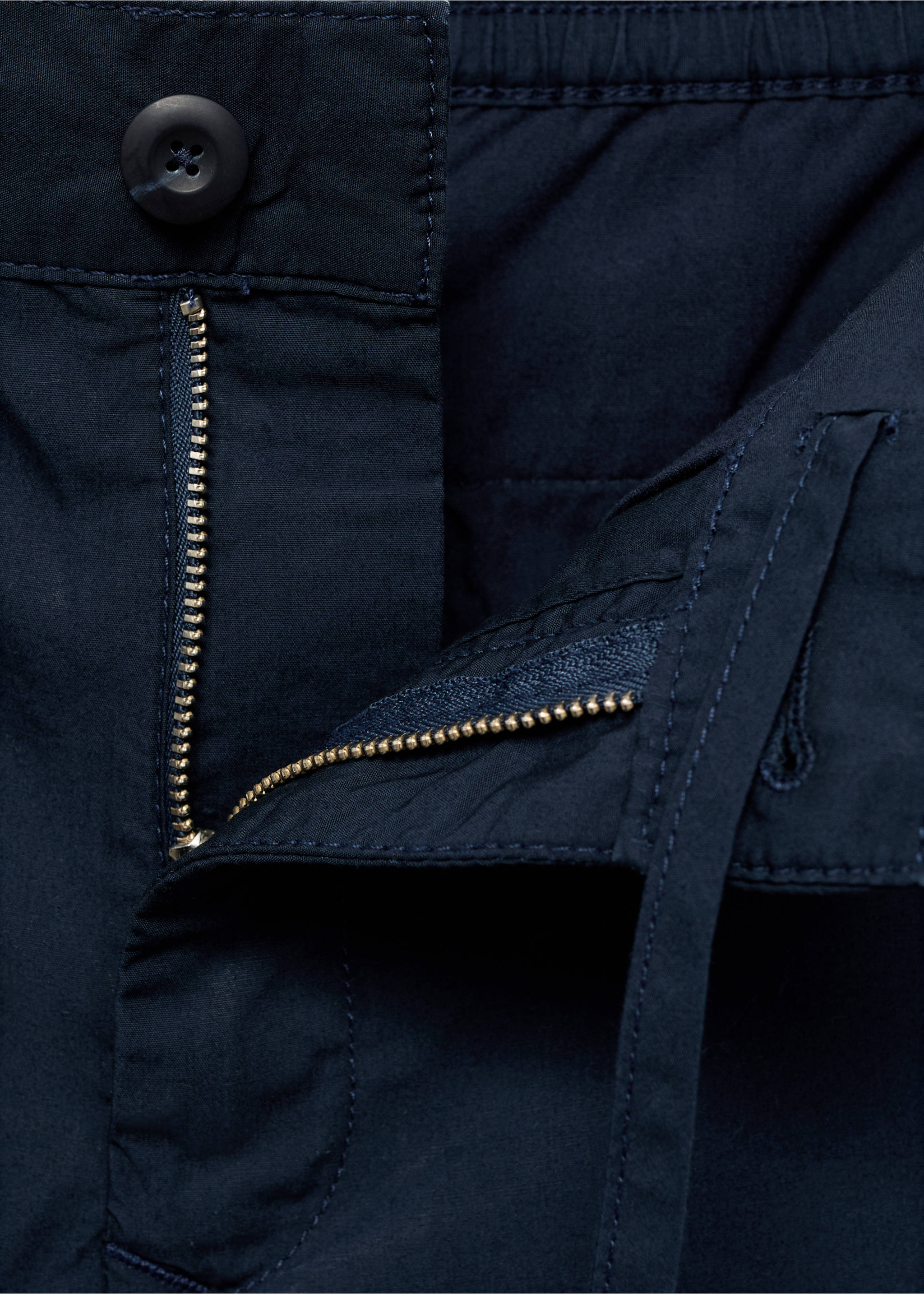Poplin cotton pants - Details of the article 0, Dark Navy. Ref: 87005941-00.
