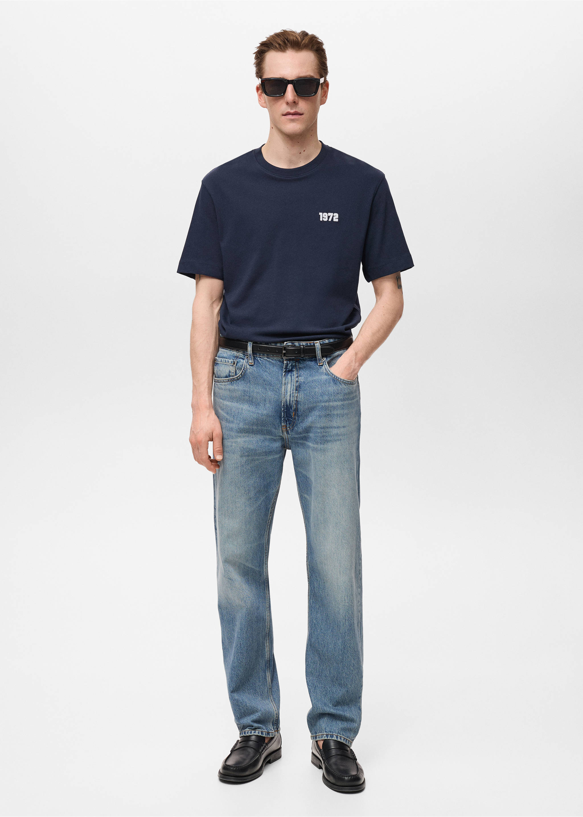 Embroidered cotton T-shirt - General plane, Dark Navy. Ref: 87005942-00.
