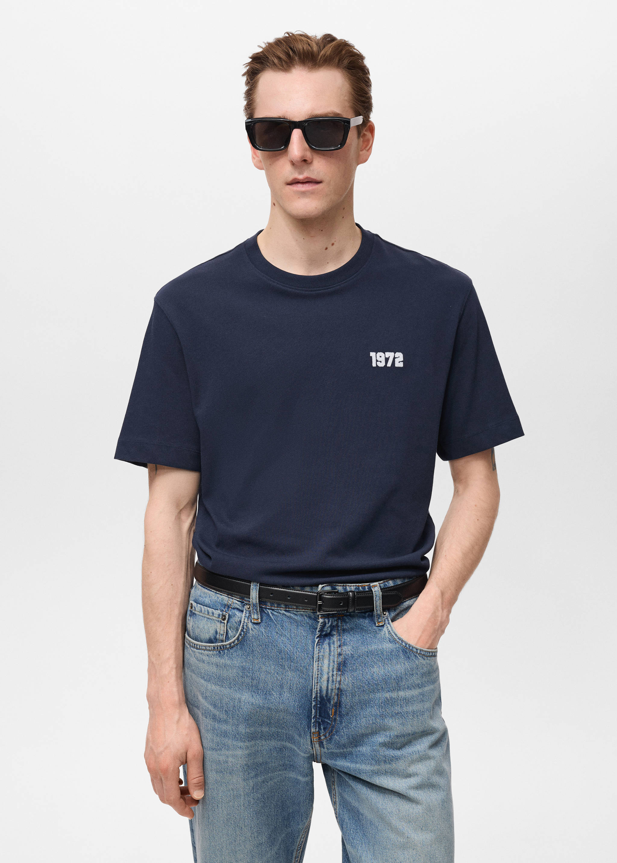 Embroidered cotton T-shirt - Medium plane