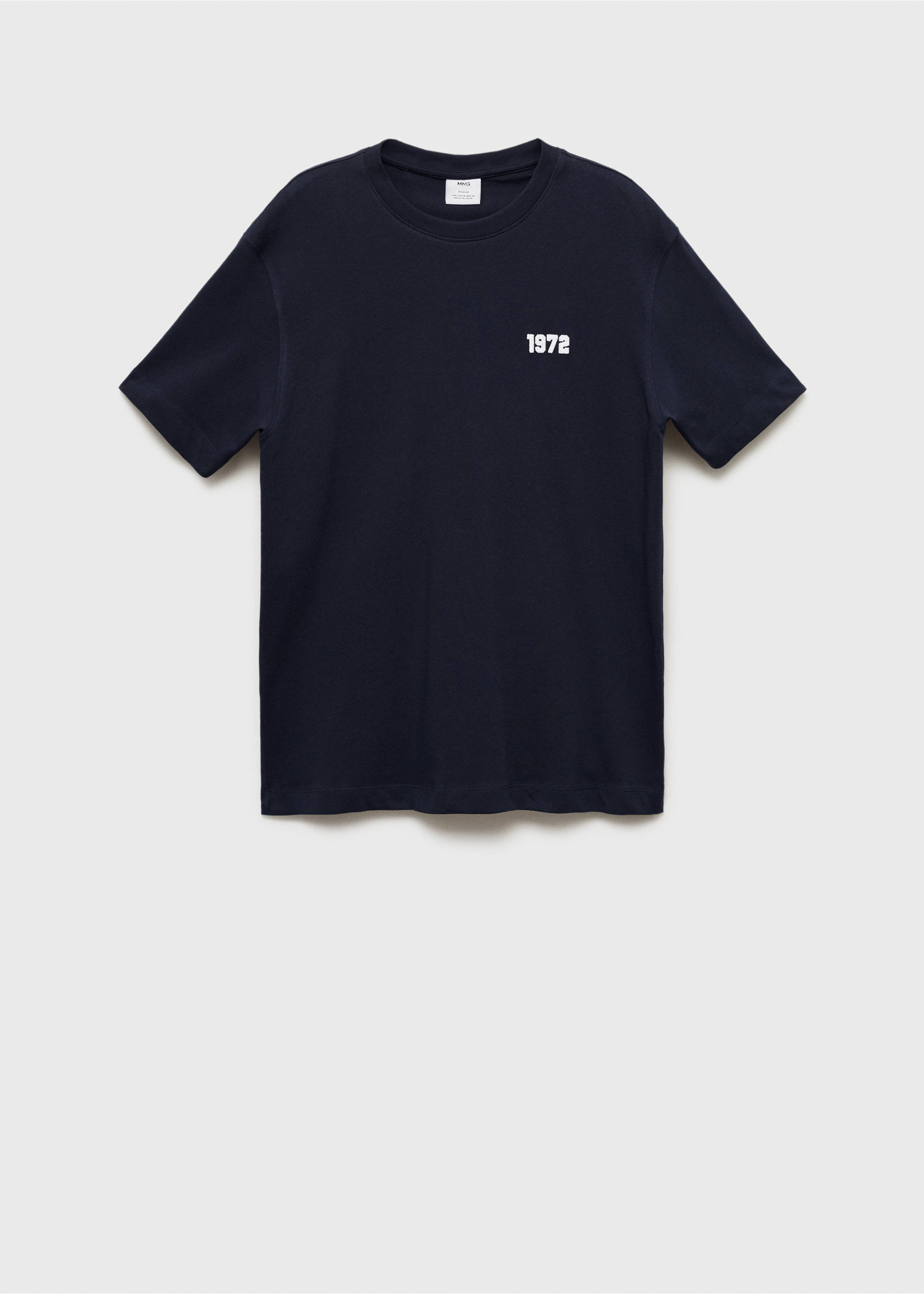 Embroidered cotton T-shirt - Article without model, Dark Navy. Ref: 87005942-00.