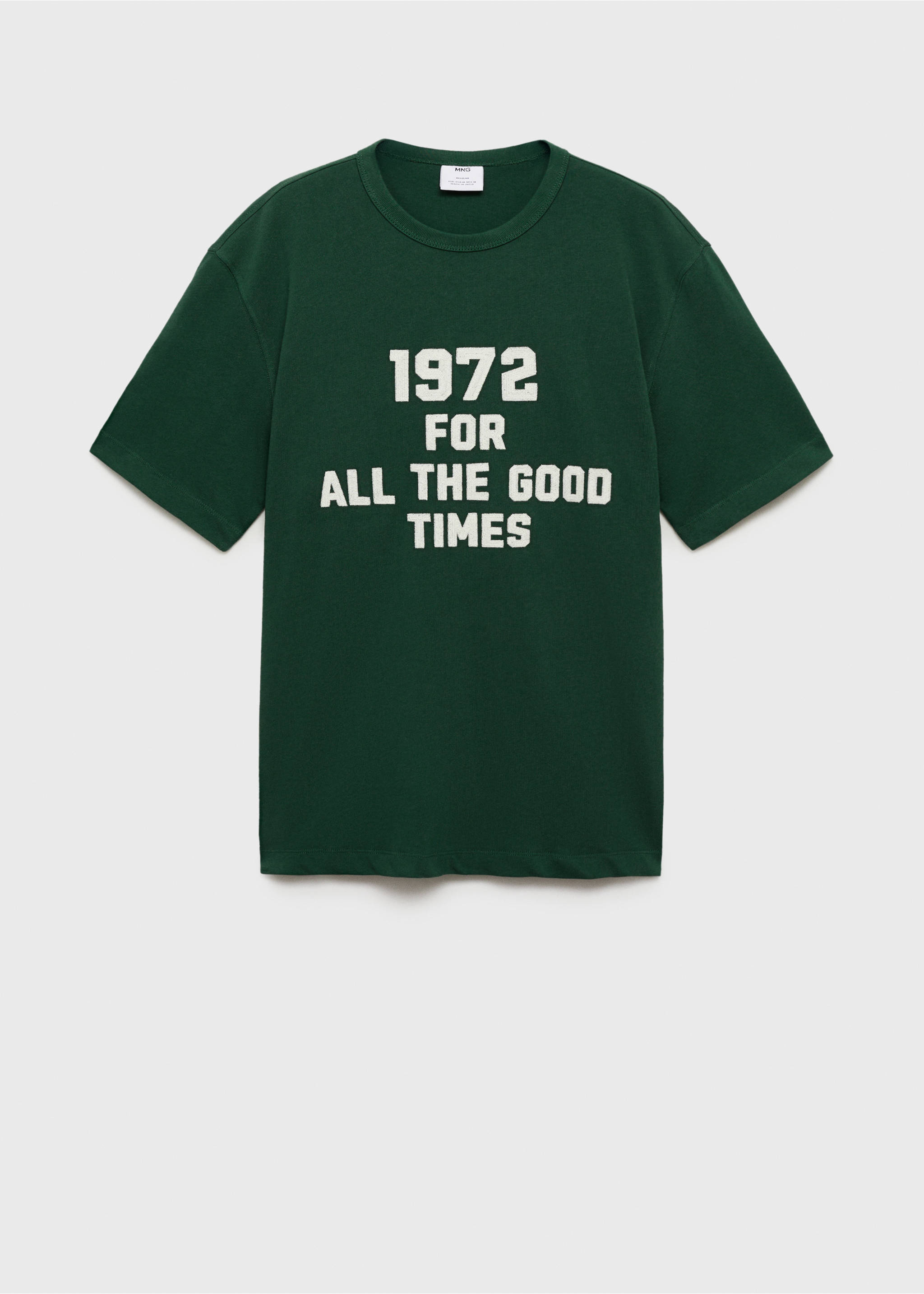 100% cotton embroidered t-shirt - Article without model, Dark Green. Ref: 87005944-00.