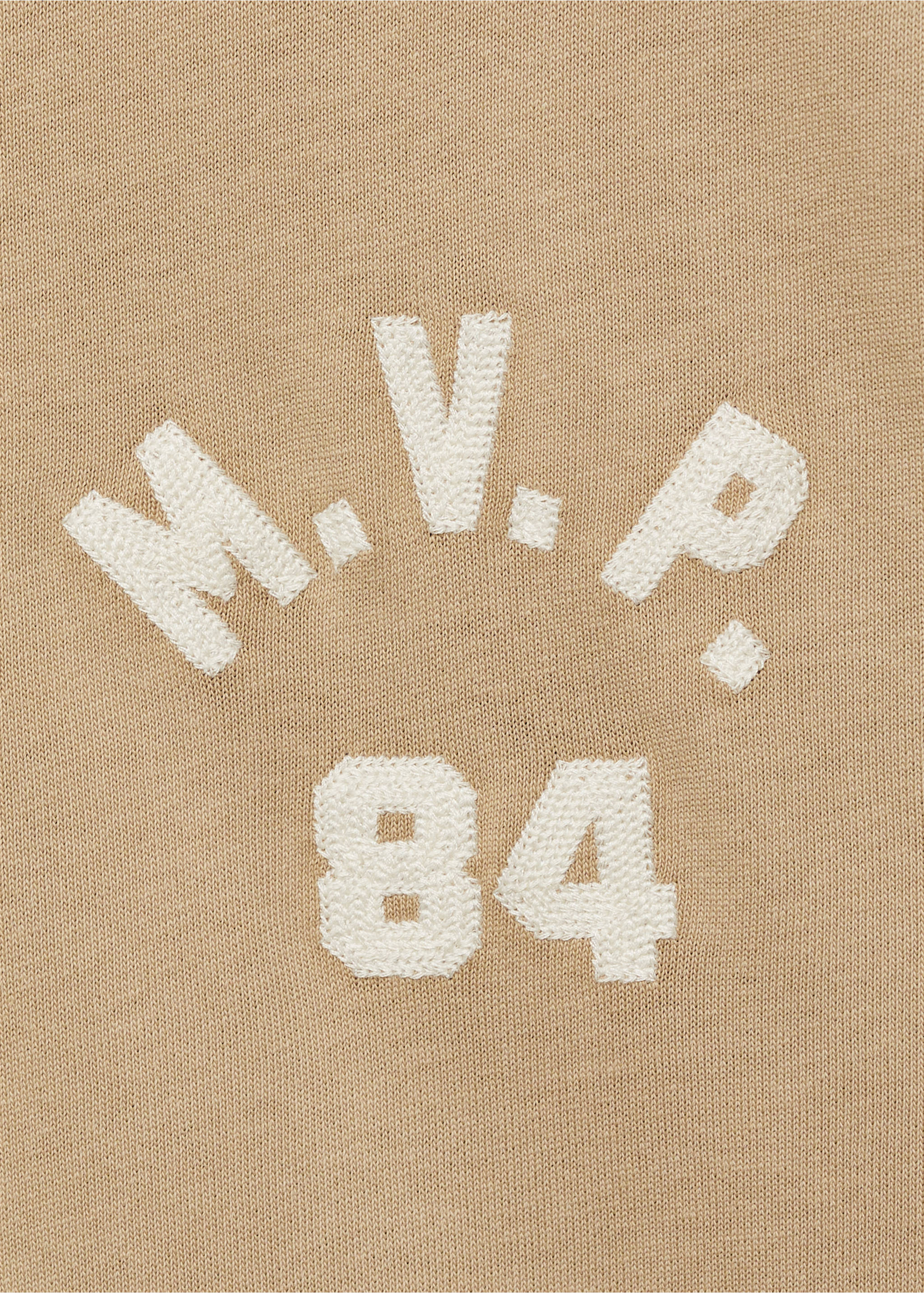 Embroidered detail cotton T-shirt - Details of the article 8, Beige. Ref: 87005945-00.