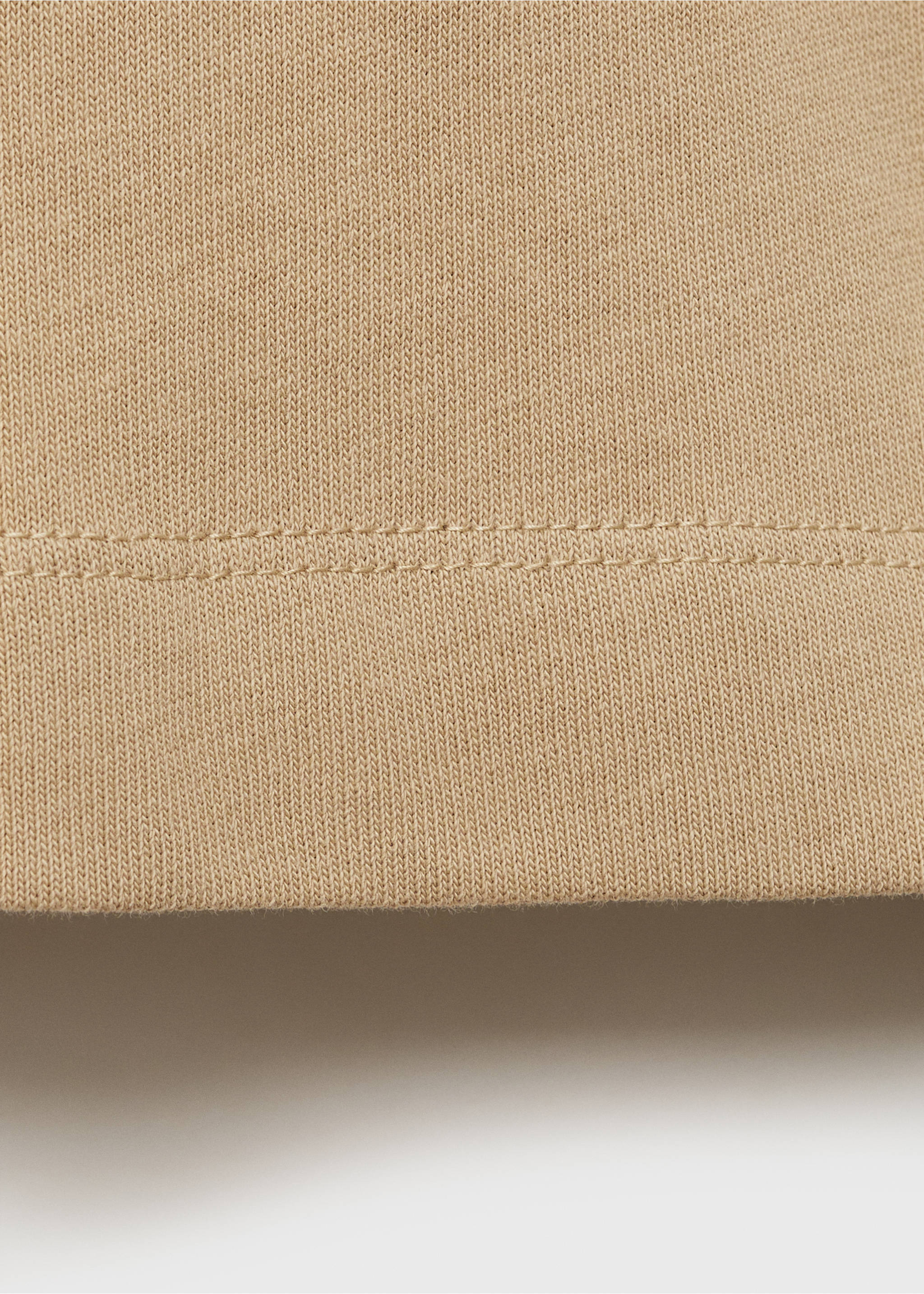 Embroidered detail cotton T-shirt - Details of the article 0, Beige. Ref: 87005945-00.