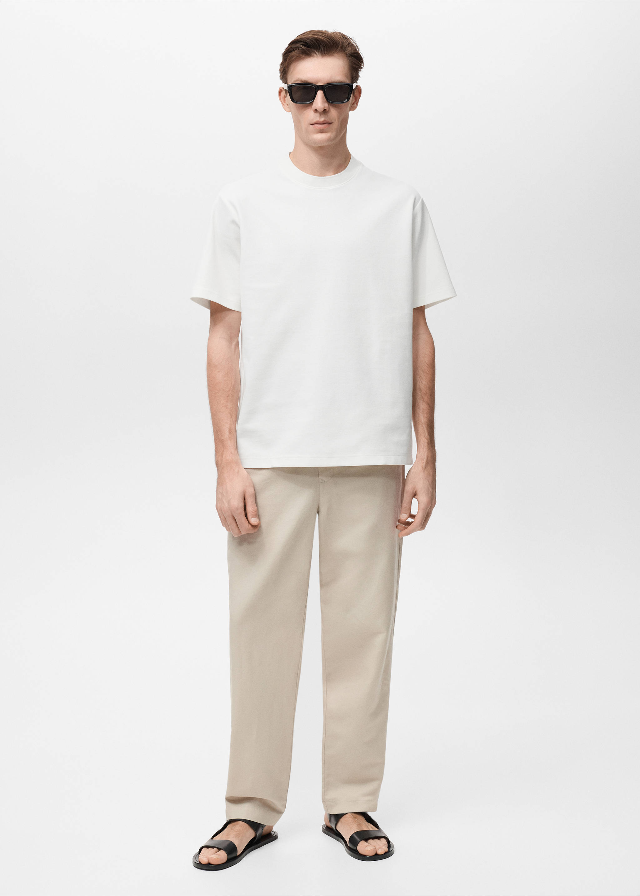 T-shirt texture regular-fit - Plan général, Blanc. Ref: 87005949-00.