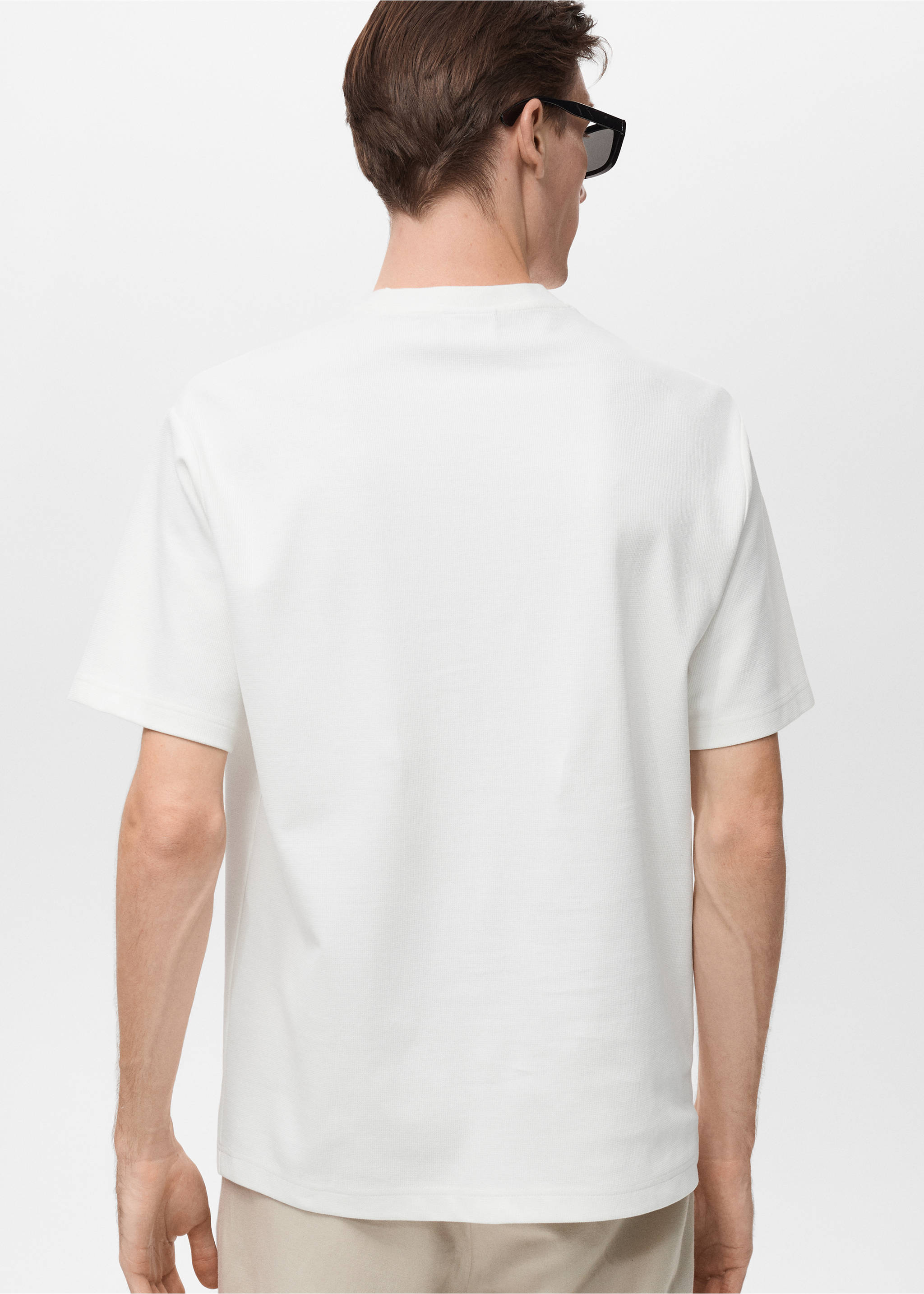 T-shirt texture regular-fit - Verso de l’article, Blanc. Ref: 87005949-00.
