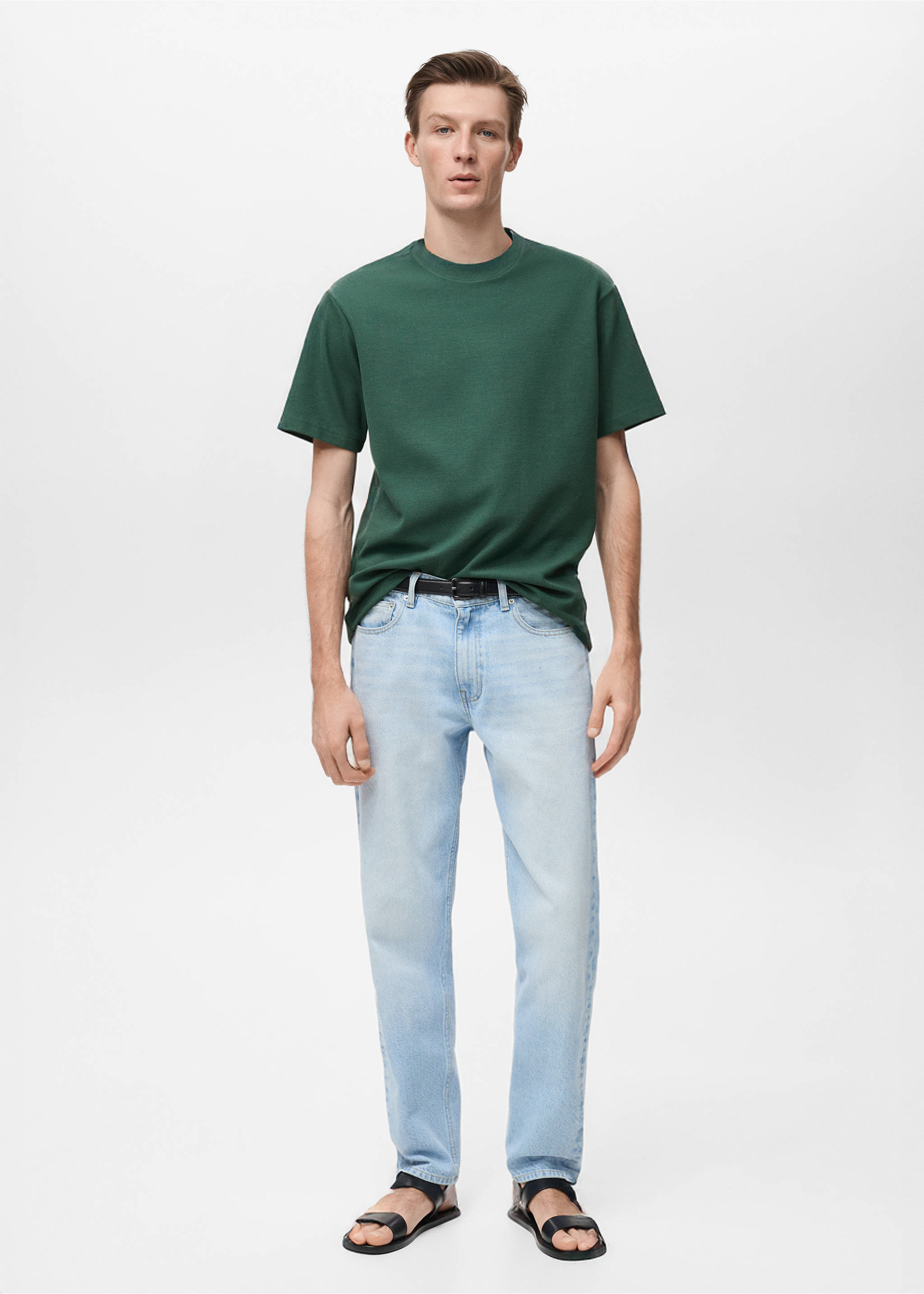 Regular-fit textured t-shirt - General plane, Dark Green. Ref: 87005949-00.