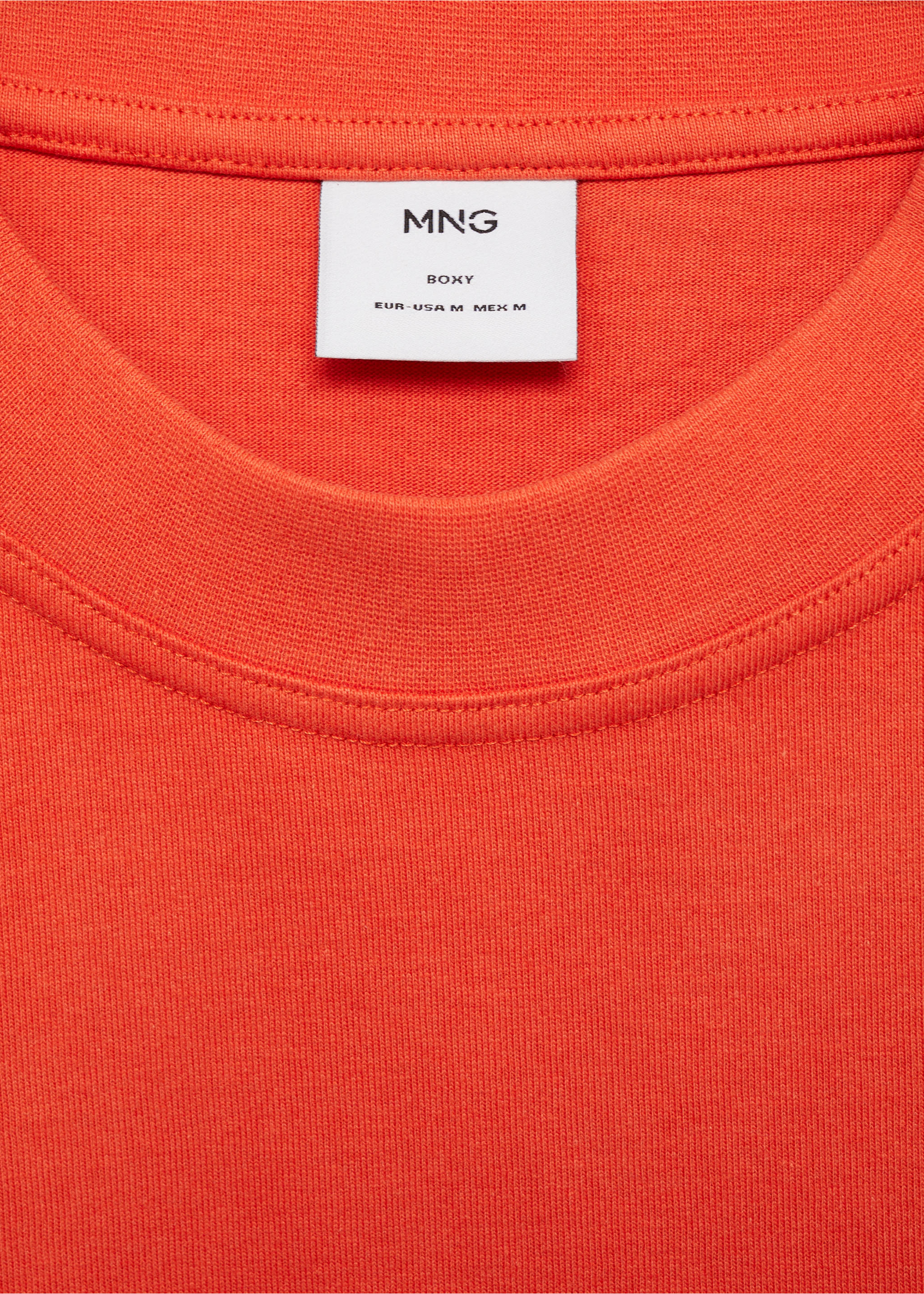 Boxy-Fit-T-Shirt aus 100 % Baumwolle mit Tasche - Detail des Artikels 8, Orange. Ref: 87005950-00.