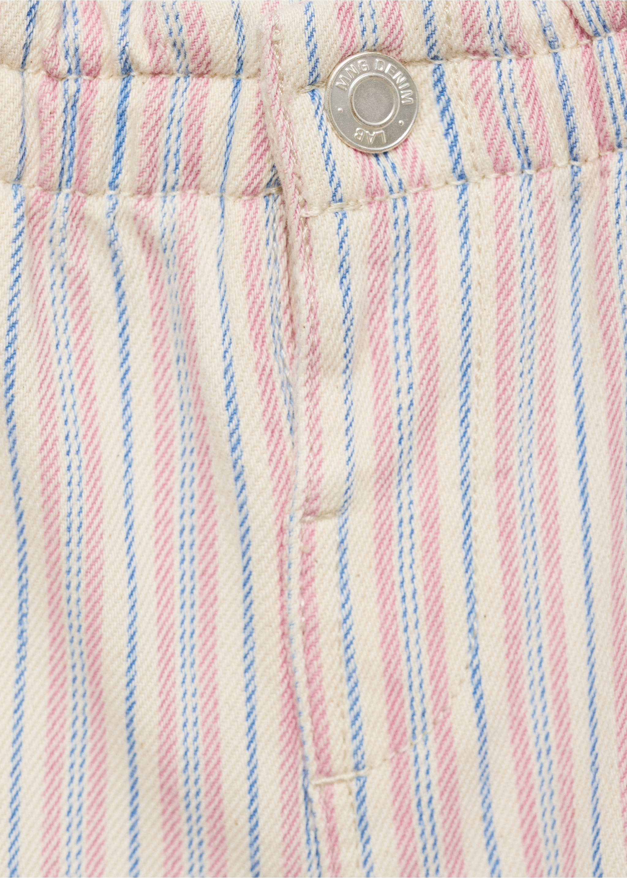 Striped denim shorts - Details of the article 8, Ecru. Ref: 87005953-00.