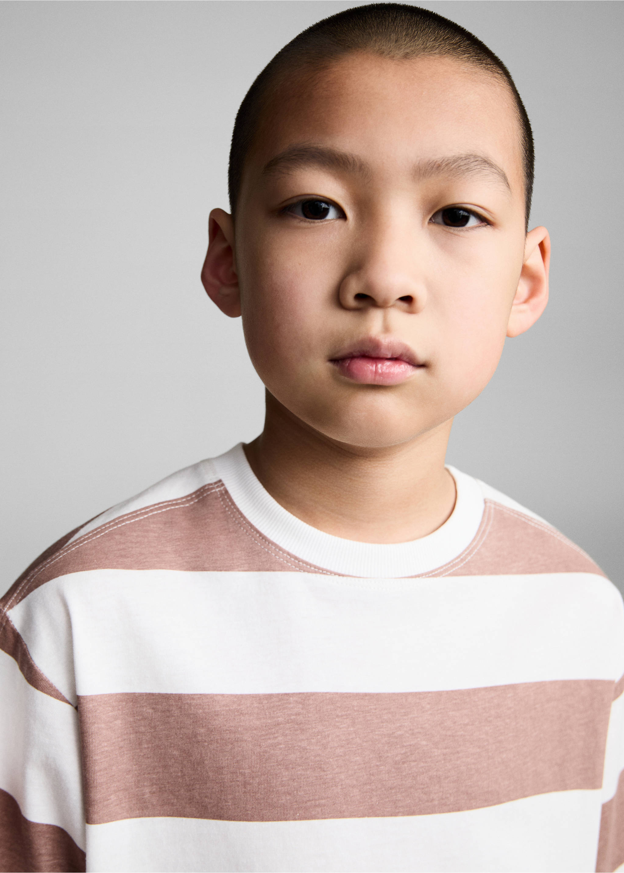 T-shirt coton à rayures - Détail de l'article 1, Rose pâle. Ref: 87005956-00.