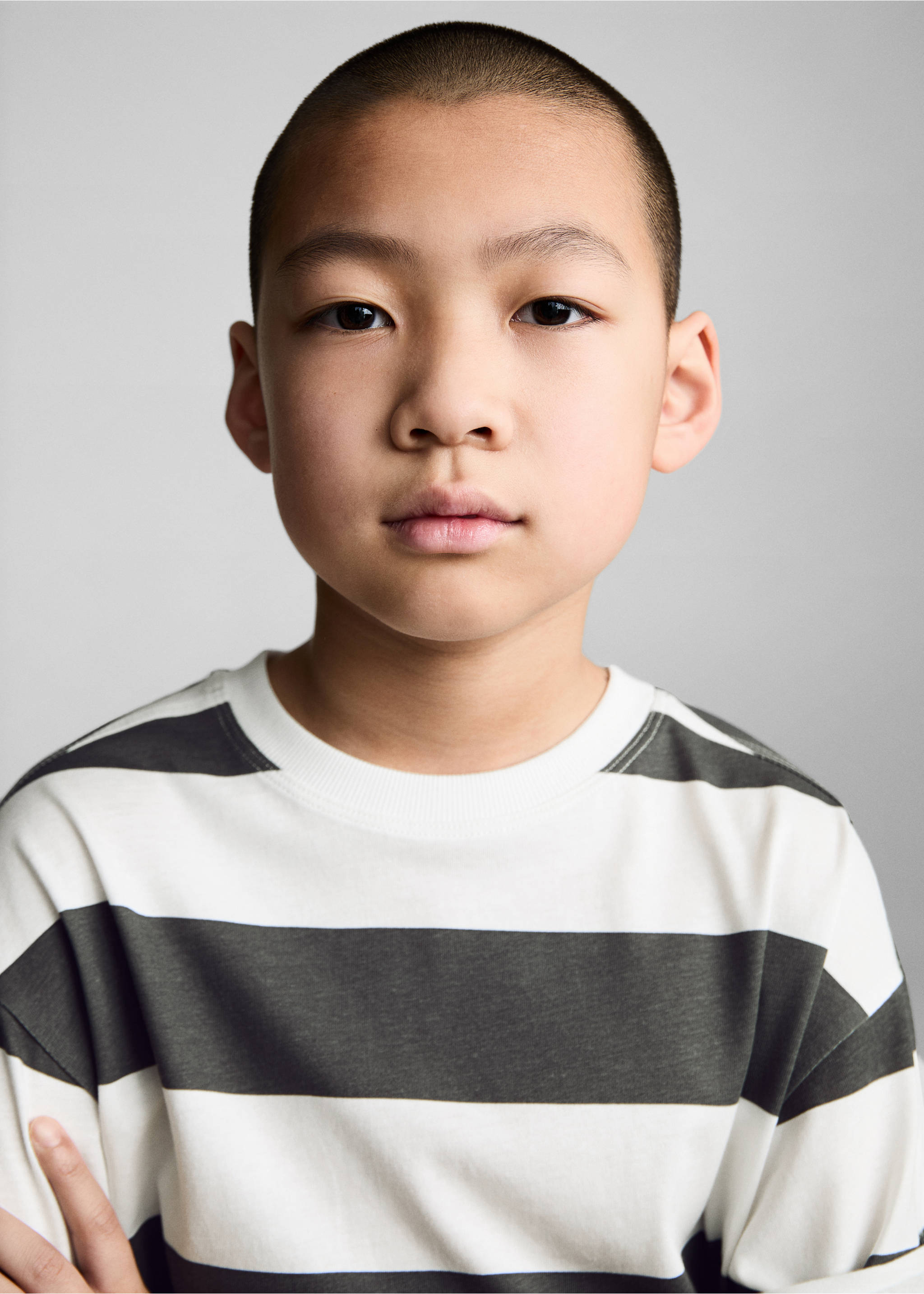 T-shirt coton à rayures - Détail de l'article 1, Gris anthracite. Ref: 87005956-00.