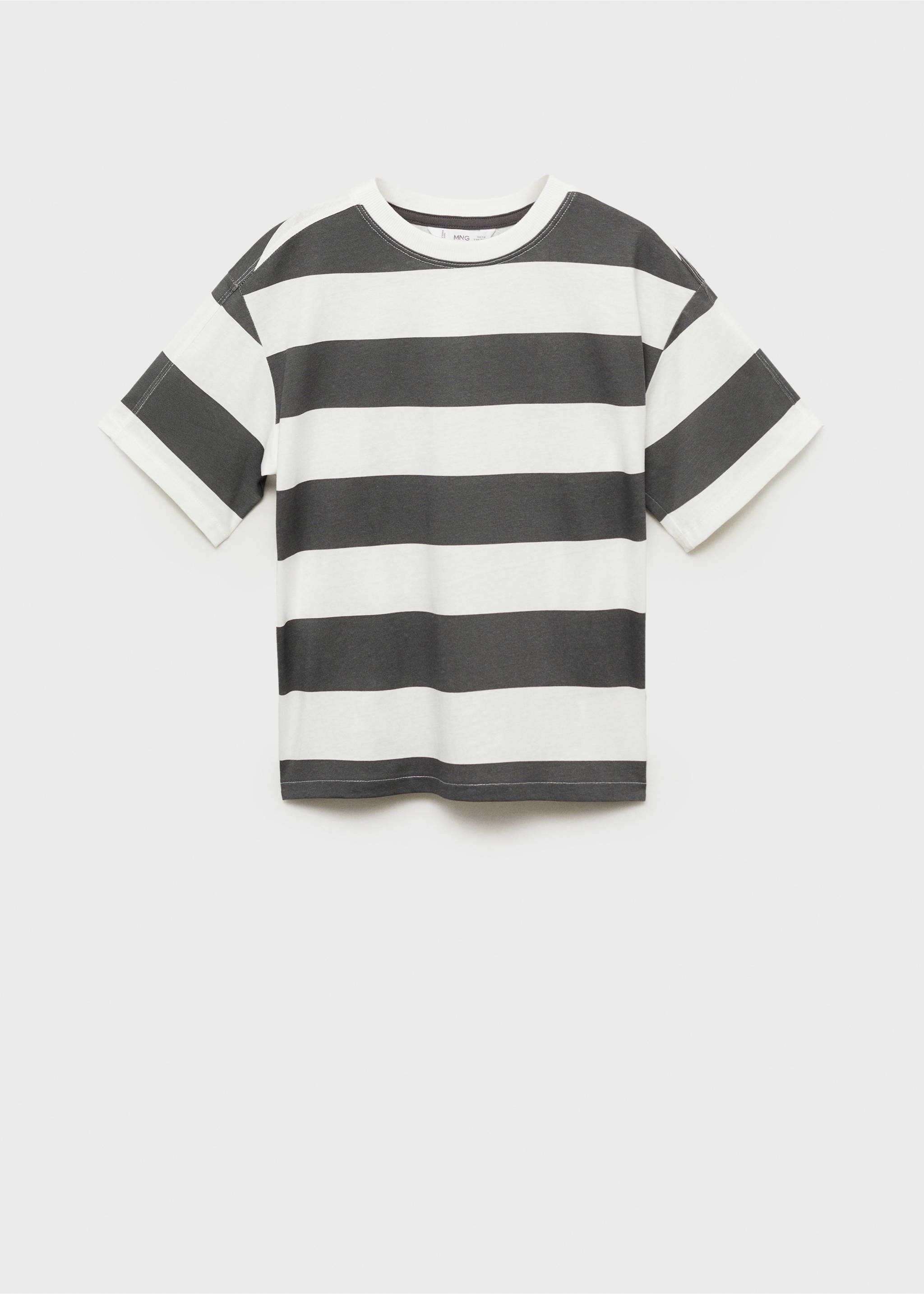 Striped cotton T-shirt - Article without model, Charcoal. Ref: 87005956-00.