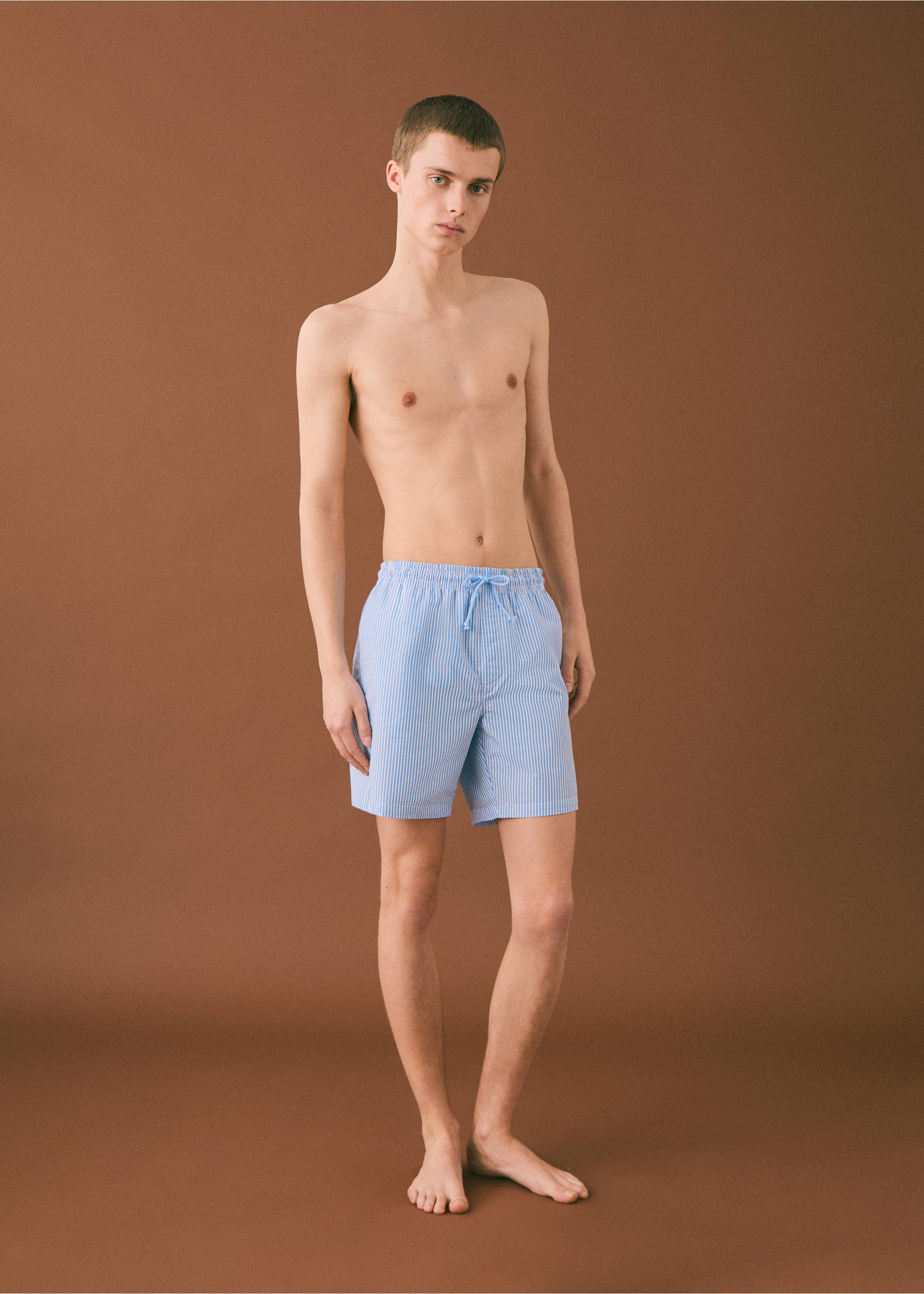 Striped drawstring swimsuit - General plane, Blue. Ref: 87005957-00.