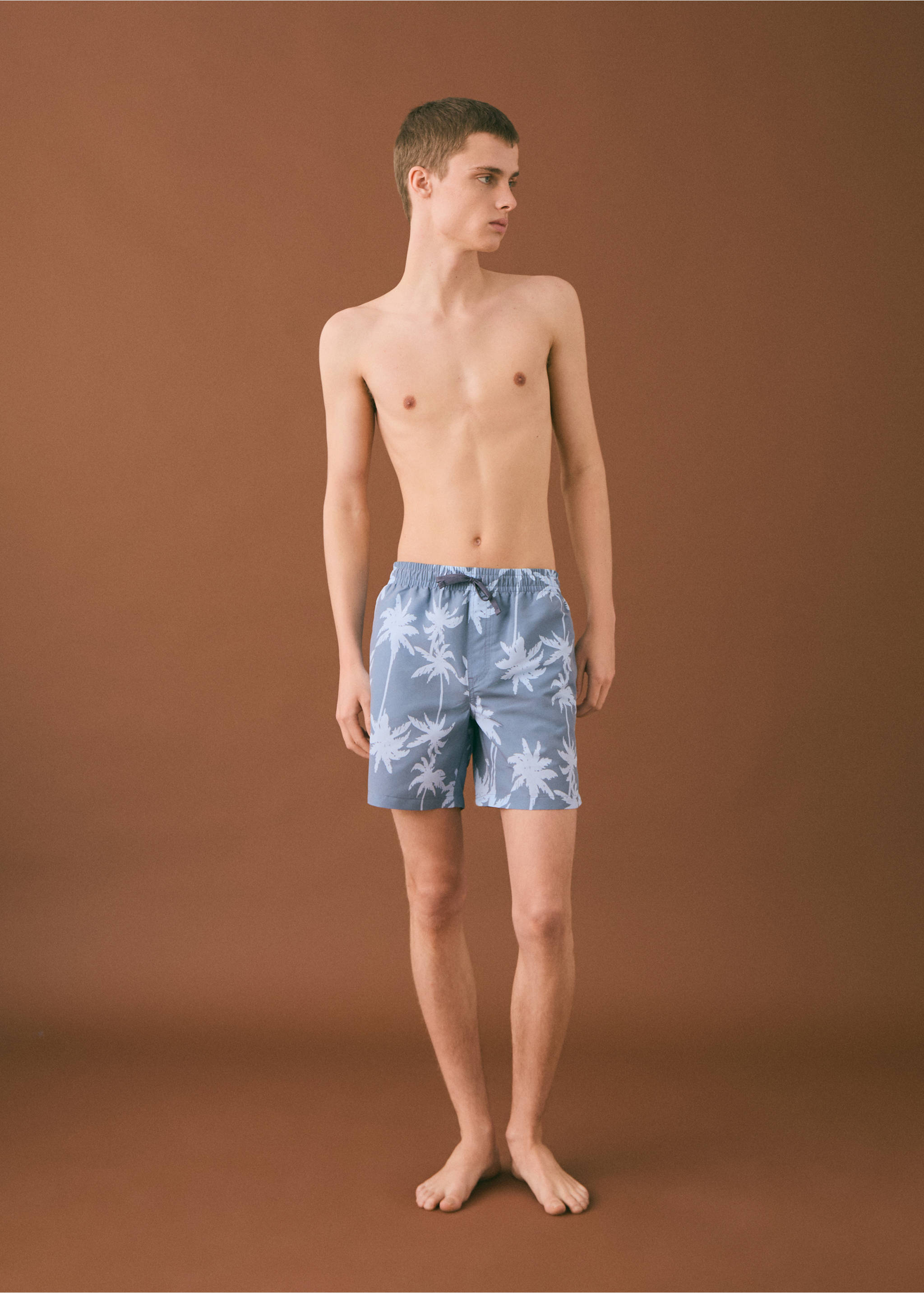 Palm trees print swimsuit trunks - General plane, Blue. Ref: 87005958-00.