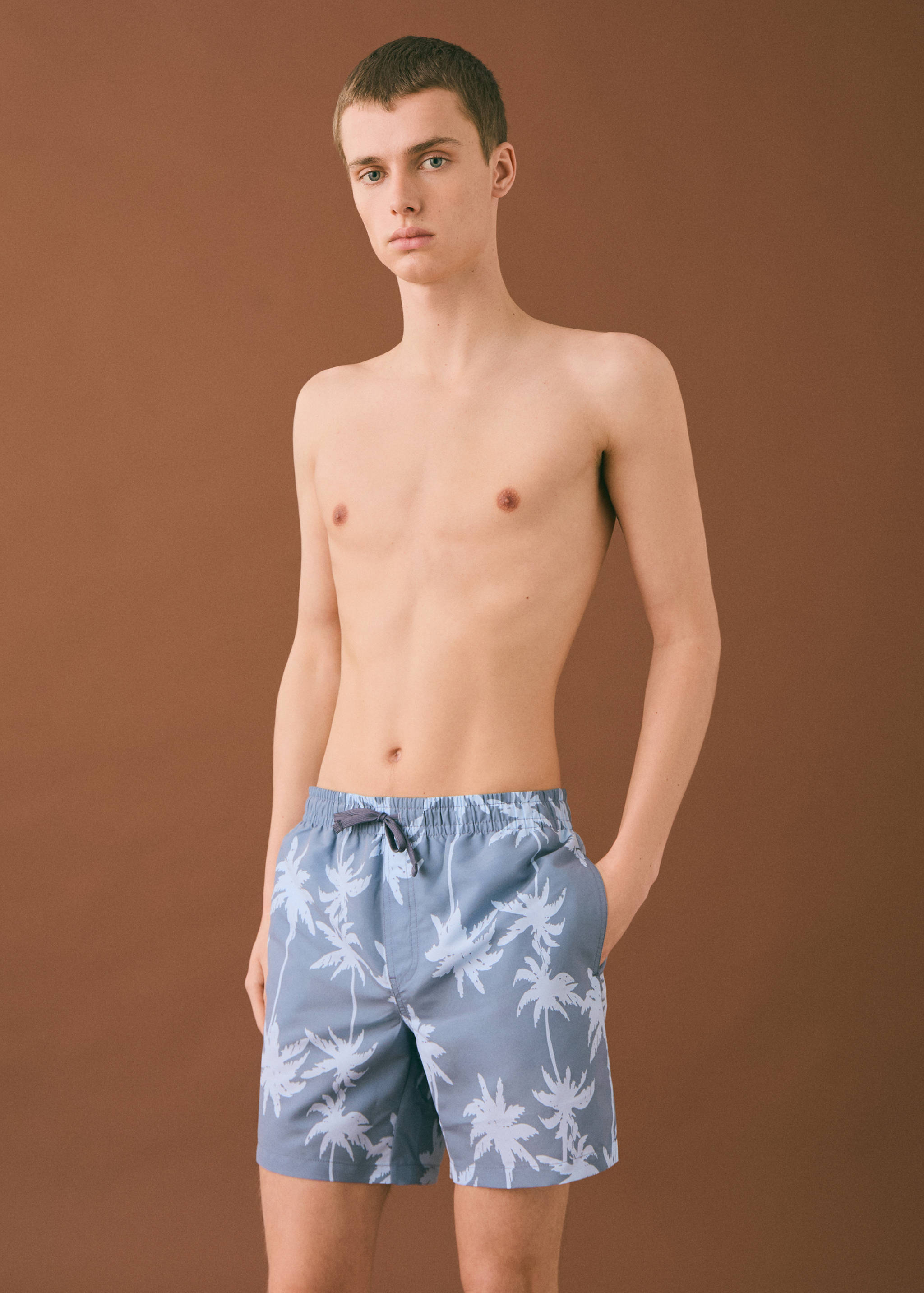 Palm trees print swimsuit trunks - Medium plane