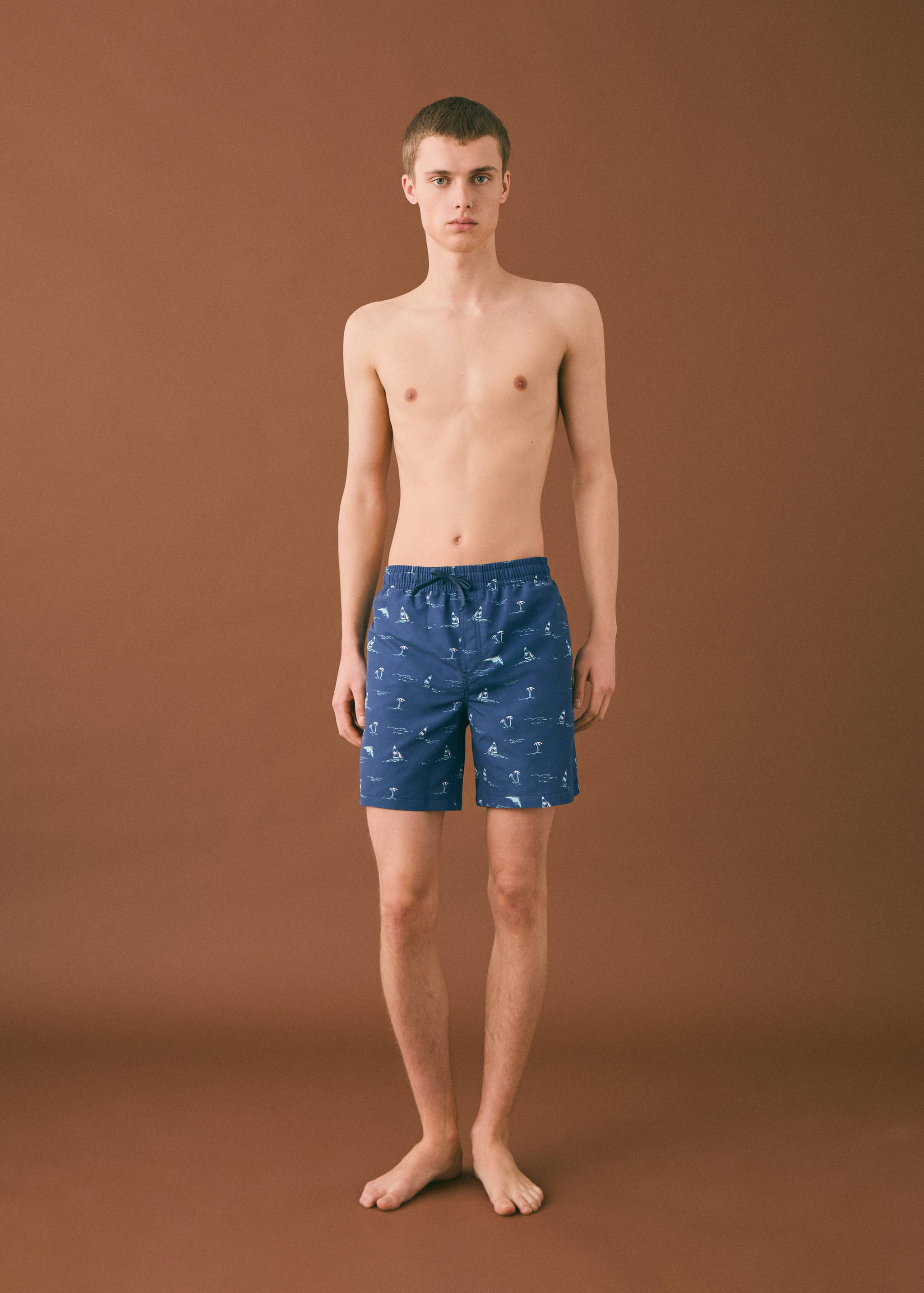 Palm trees print swimsuit trunks - General plane