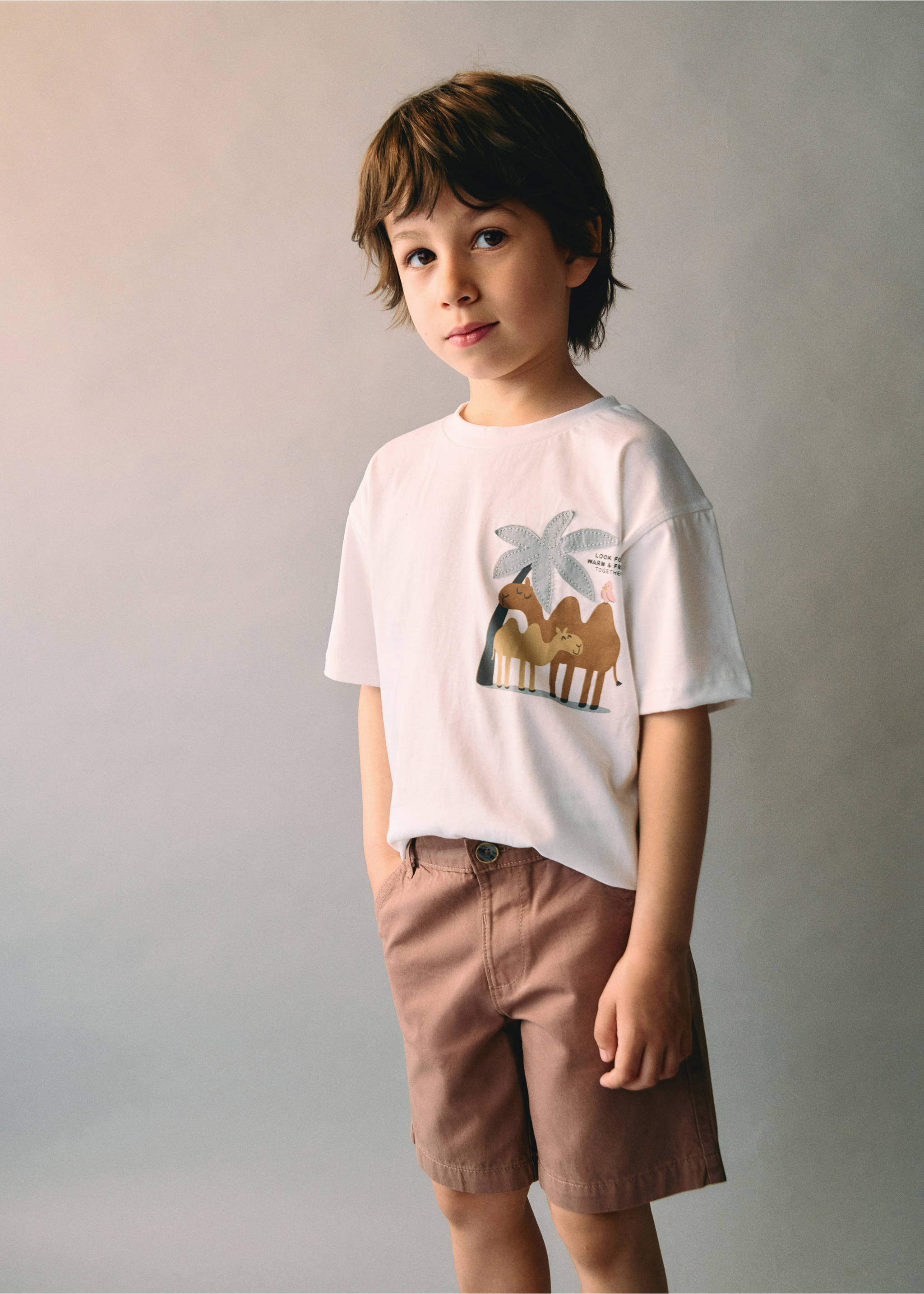 Printed cotton-blend T-shirt - Details of the article 5, Off White. Ref: 87005961-00.