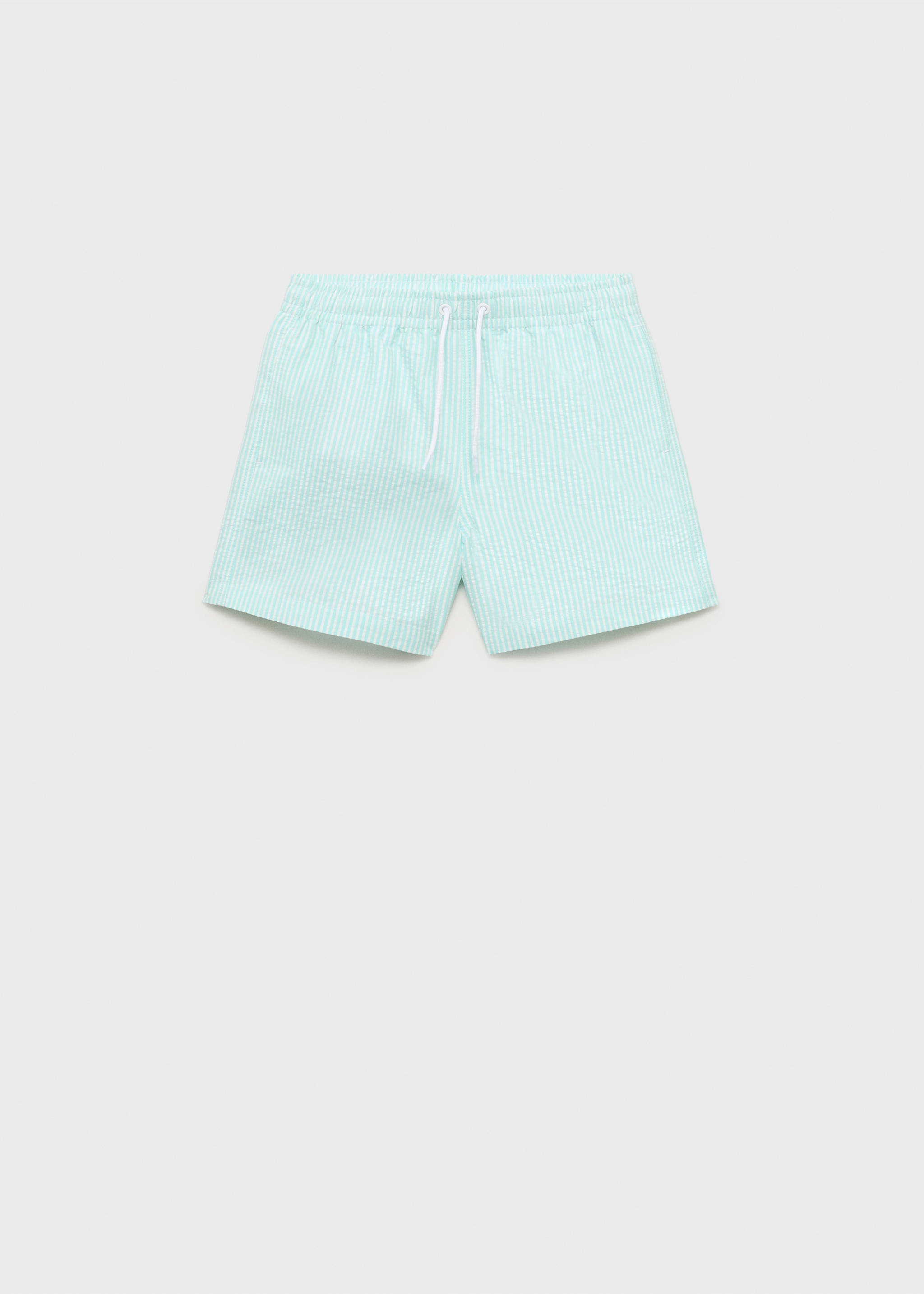 Gestreifte Seersucker-Badeshorts - Artikel ohne Model, Minzgrün. Ref: 87005967-00.
