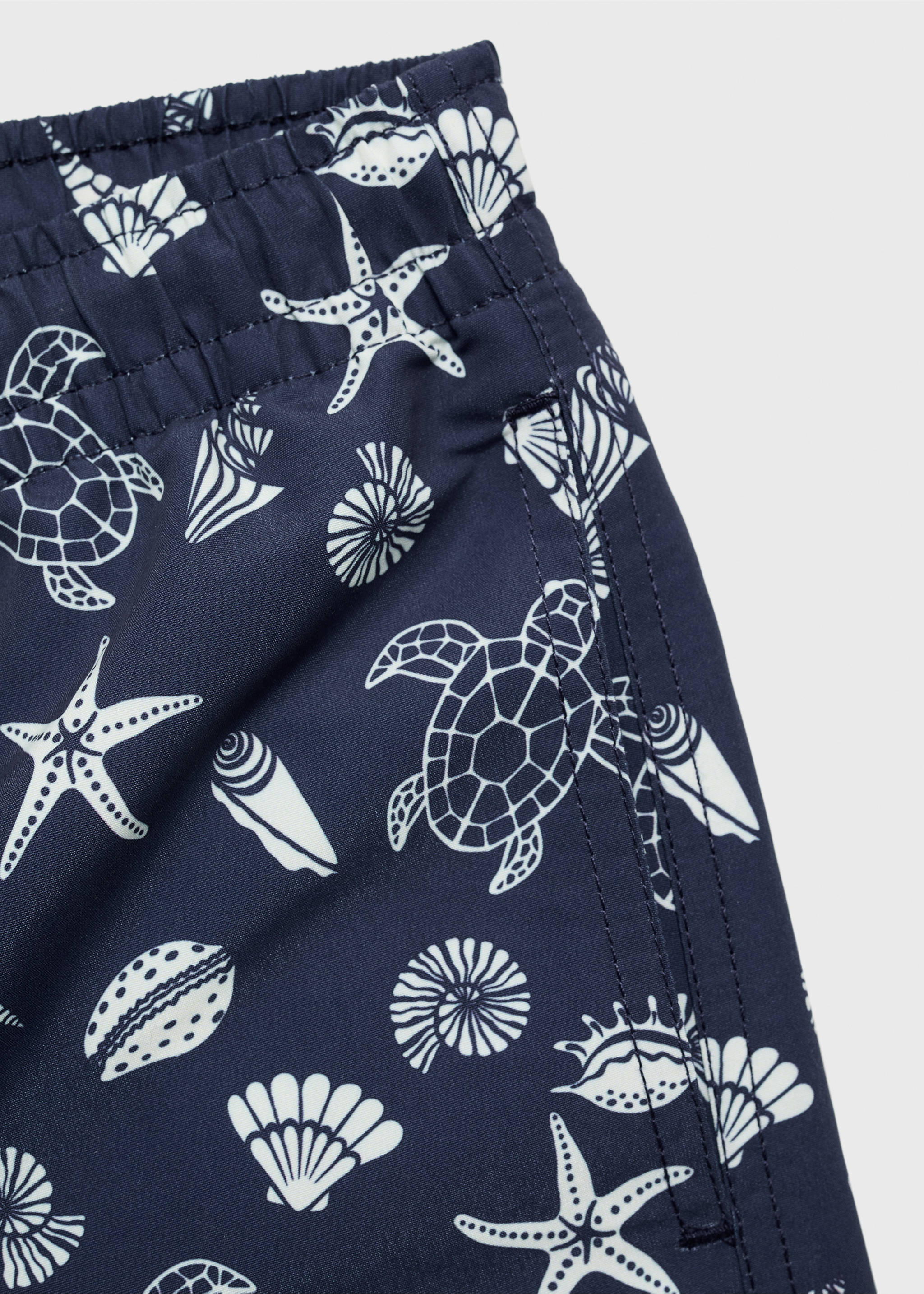 Marine-print swimsuit - Details of the article 0, Dark Navy. Ref: 87005971-00.