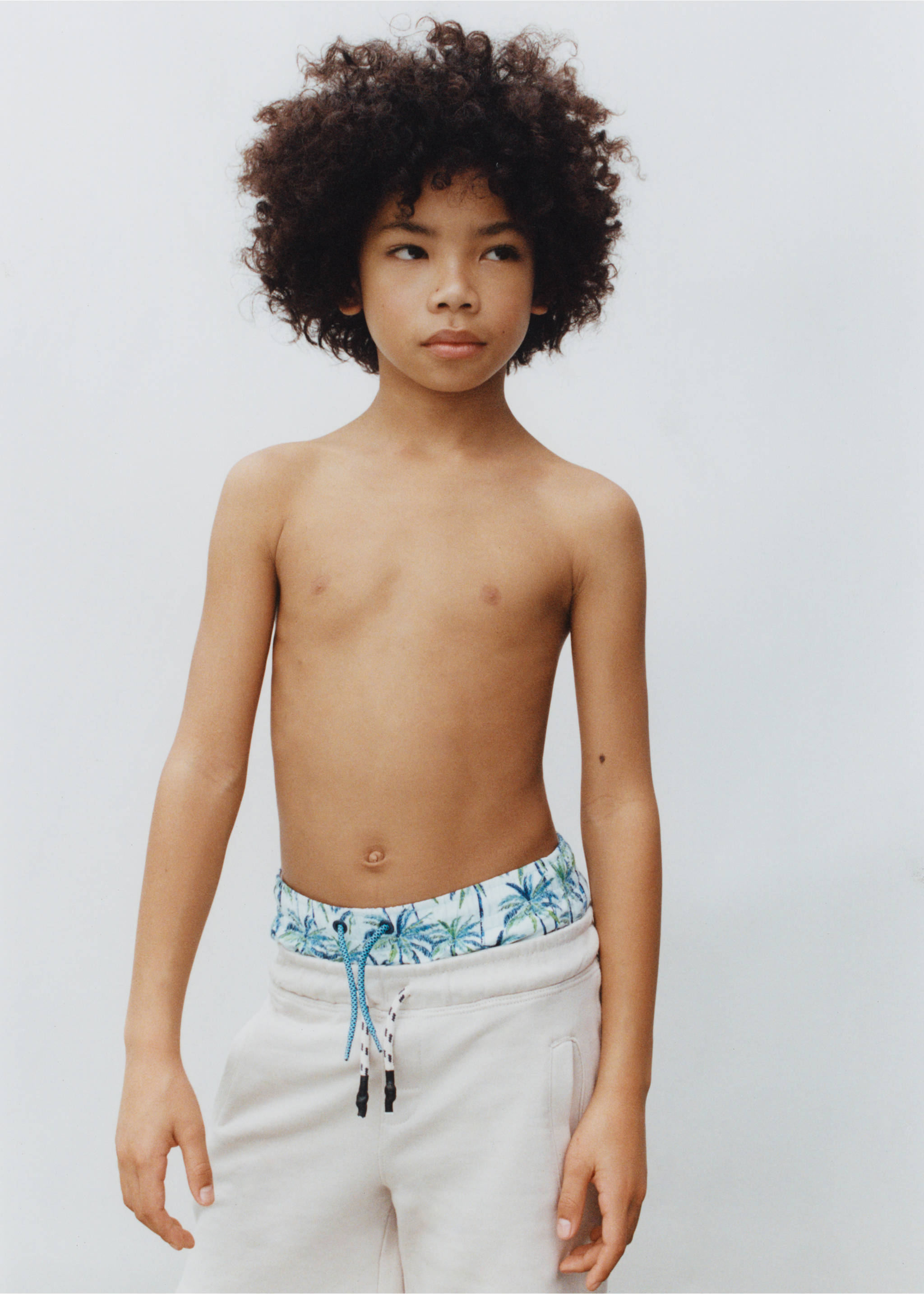 Palm trees print swimsuit trunks - Details of the article 5, Sky Blue. Ref: 87005973-00.