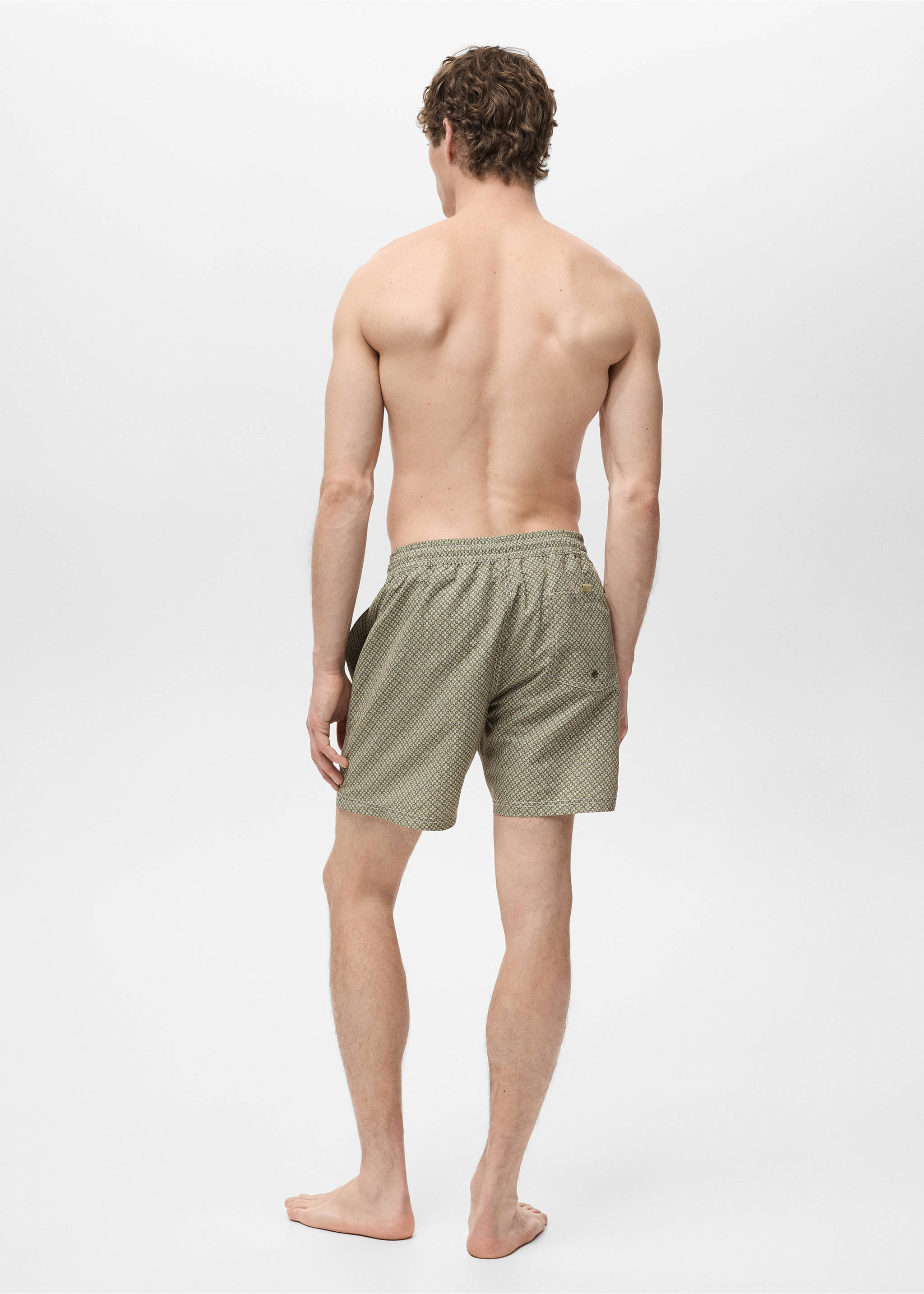 Maillot de bain imprimé géométrique - Verso de l’article, Kaki. Ref: 87005985-00.