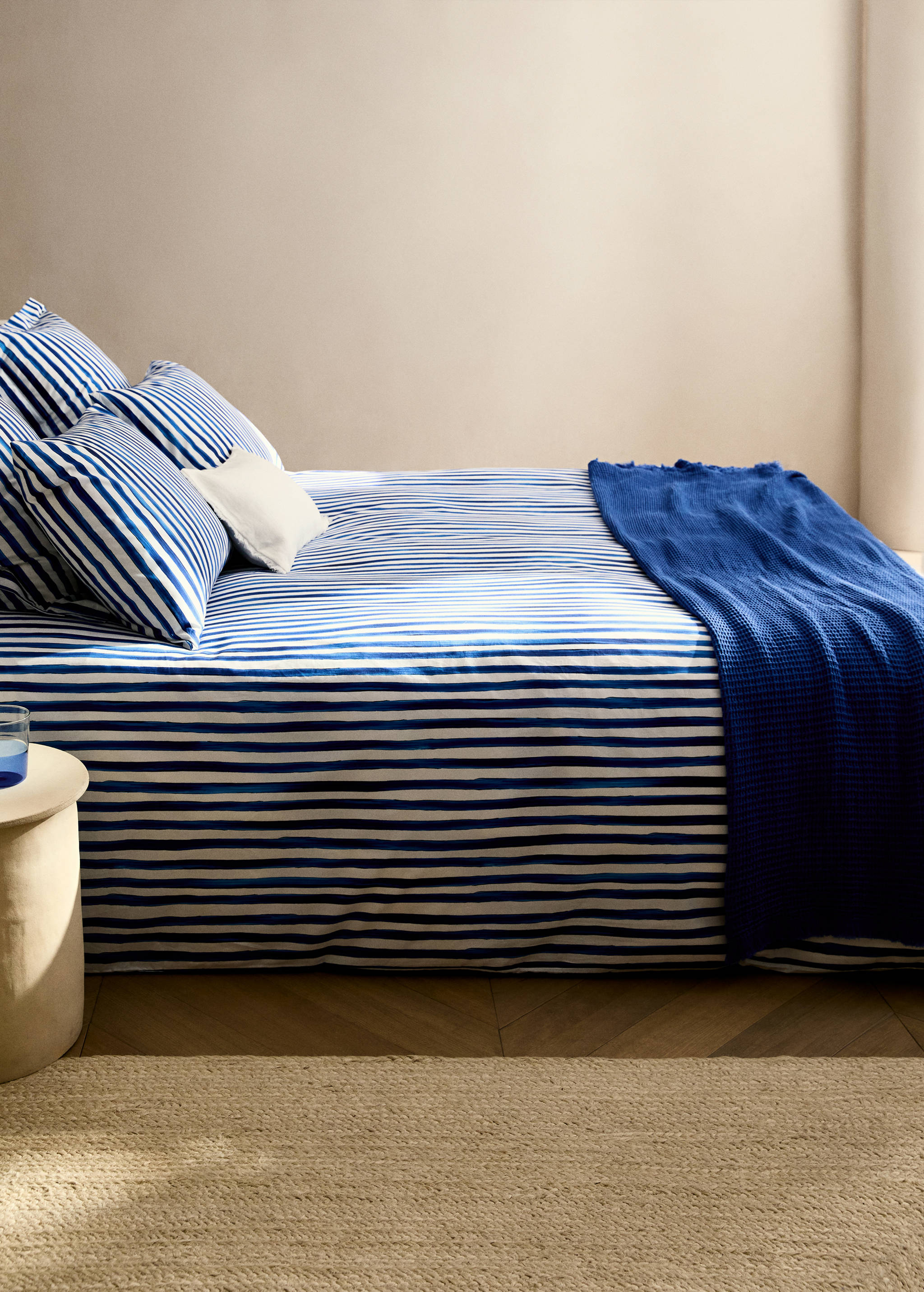 Funda nòrdica cotó percala ratlles aquarel·la llit 135/140 cm - Pla general