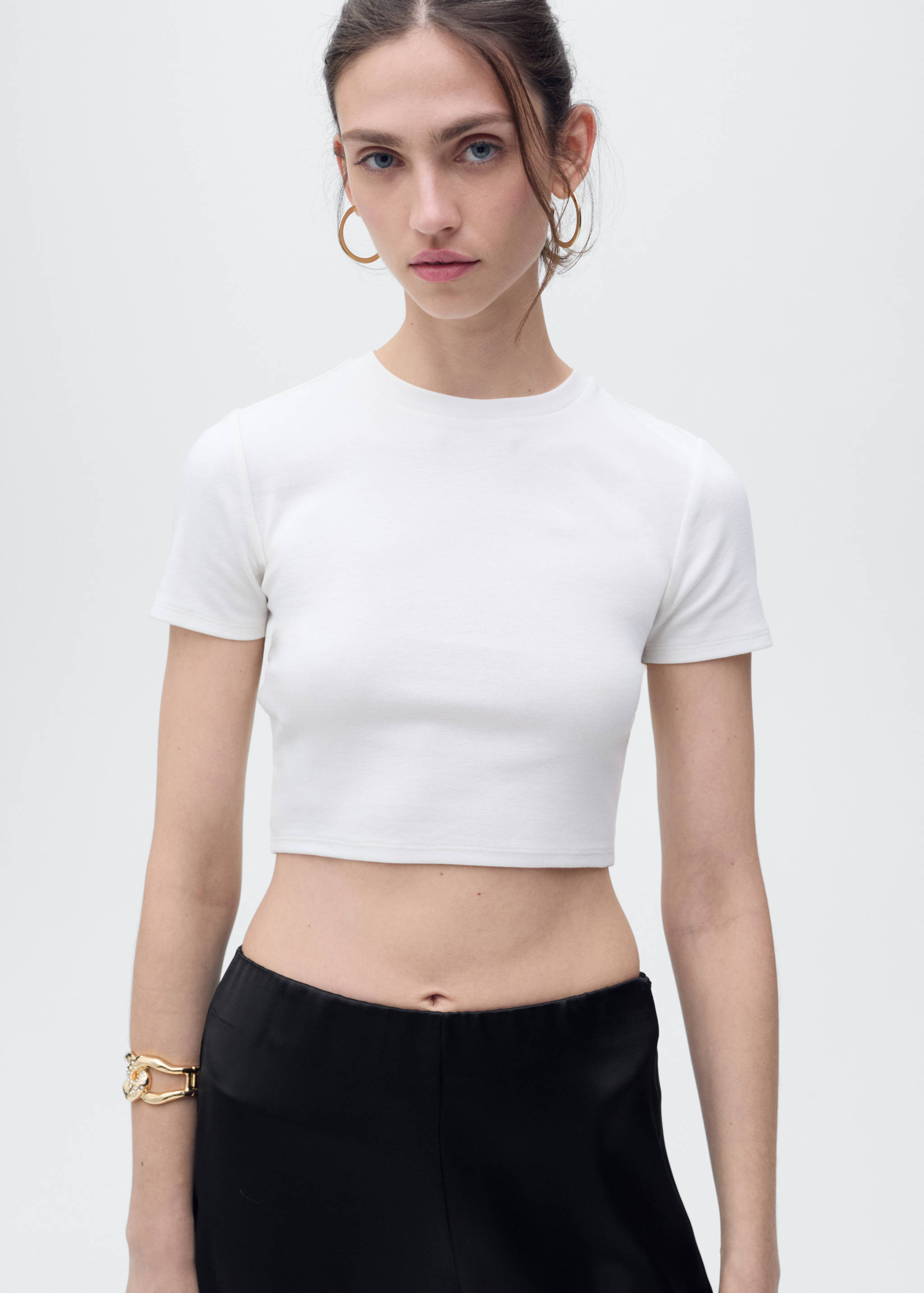 T-shirt cropped justa - Plano médio