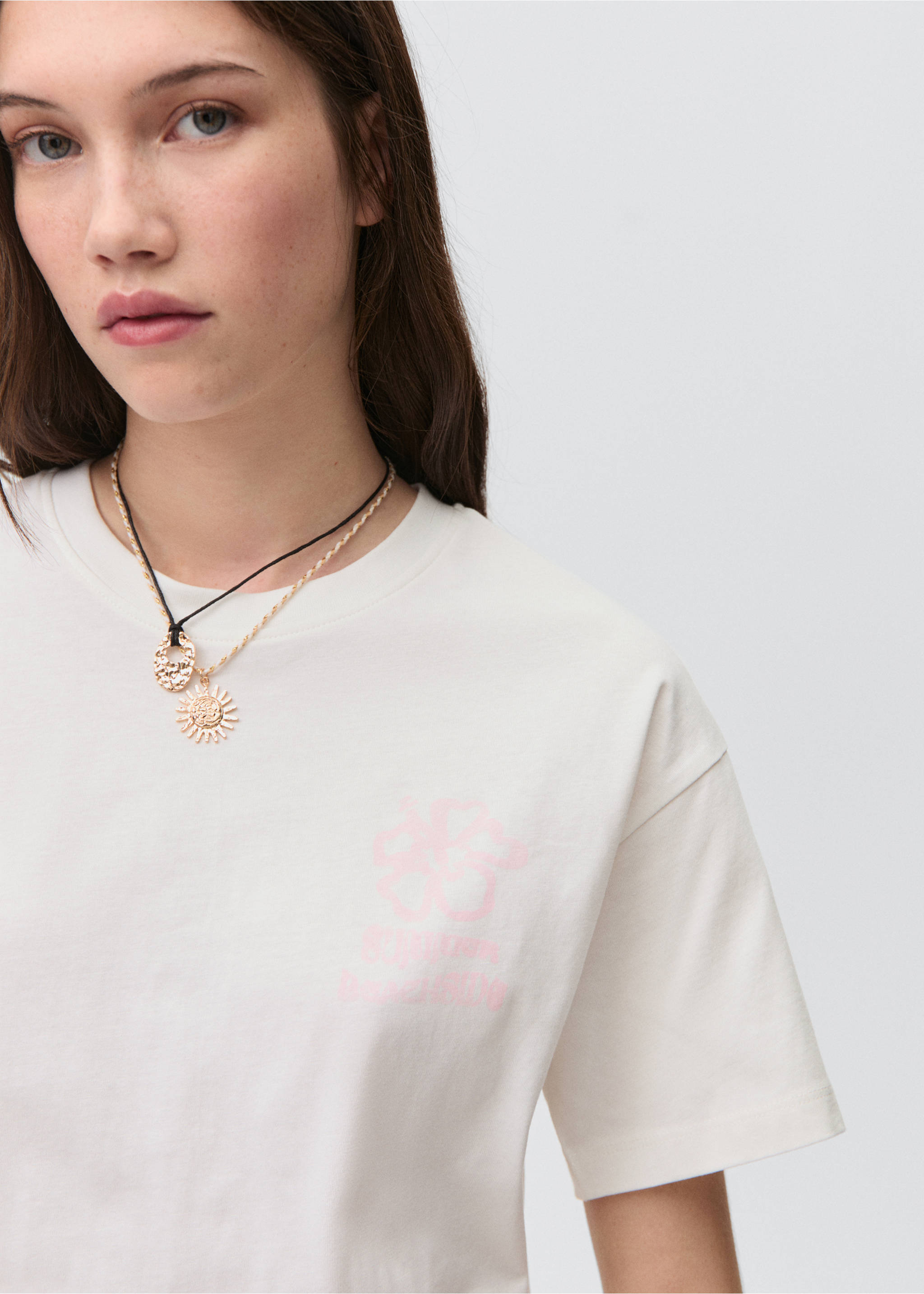 Camiseta algodón estampada - Detalle del artículo 1, Blanco roto. Ref: 87006348-00.