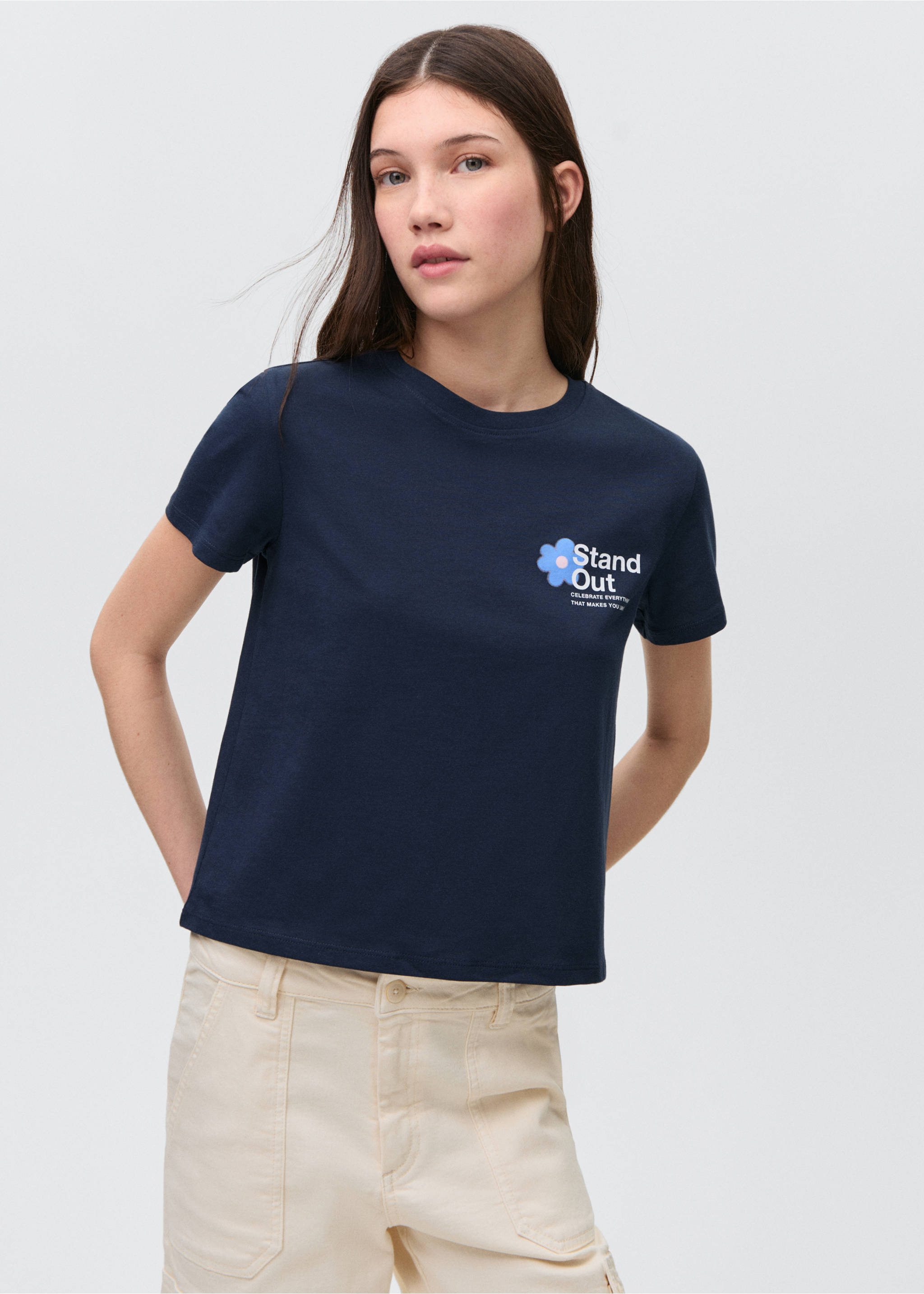 Short-sleeved printed t-shirt - Medium plane, Dark Navy. Ref: 87006349-00.