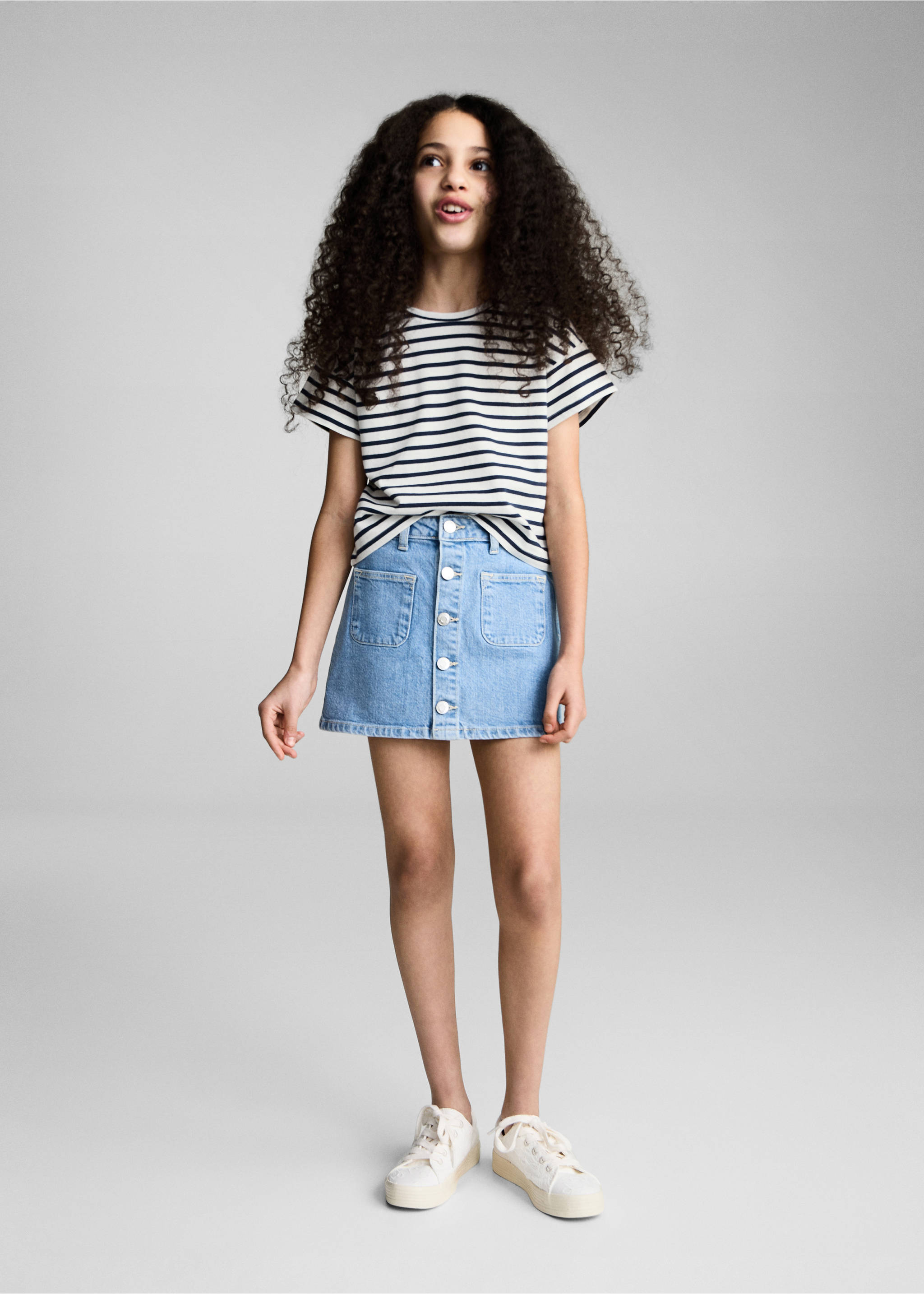 Cut-out t-shirt with striped shoulders - General plane, Dark Navy. Ref: 87006355-00.