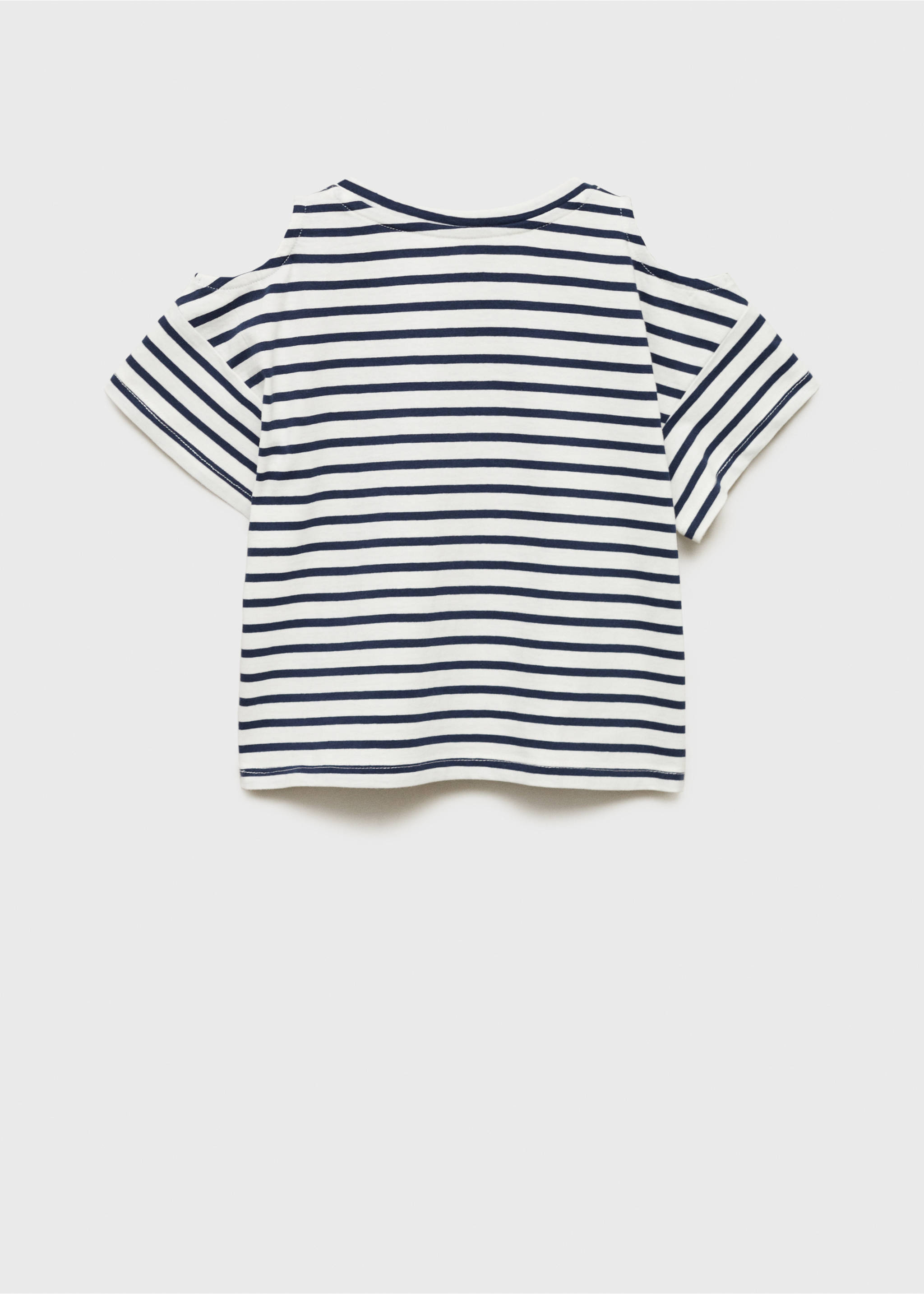 Cut-out t-shirt with striped shoulders - Reverse of the article, Dark Navy. Ref: 87006355-00.