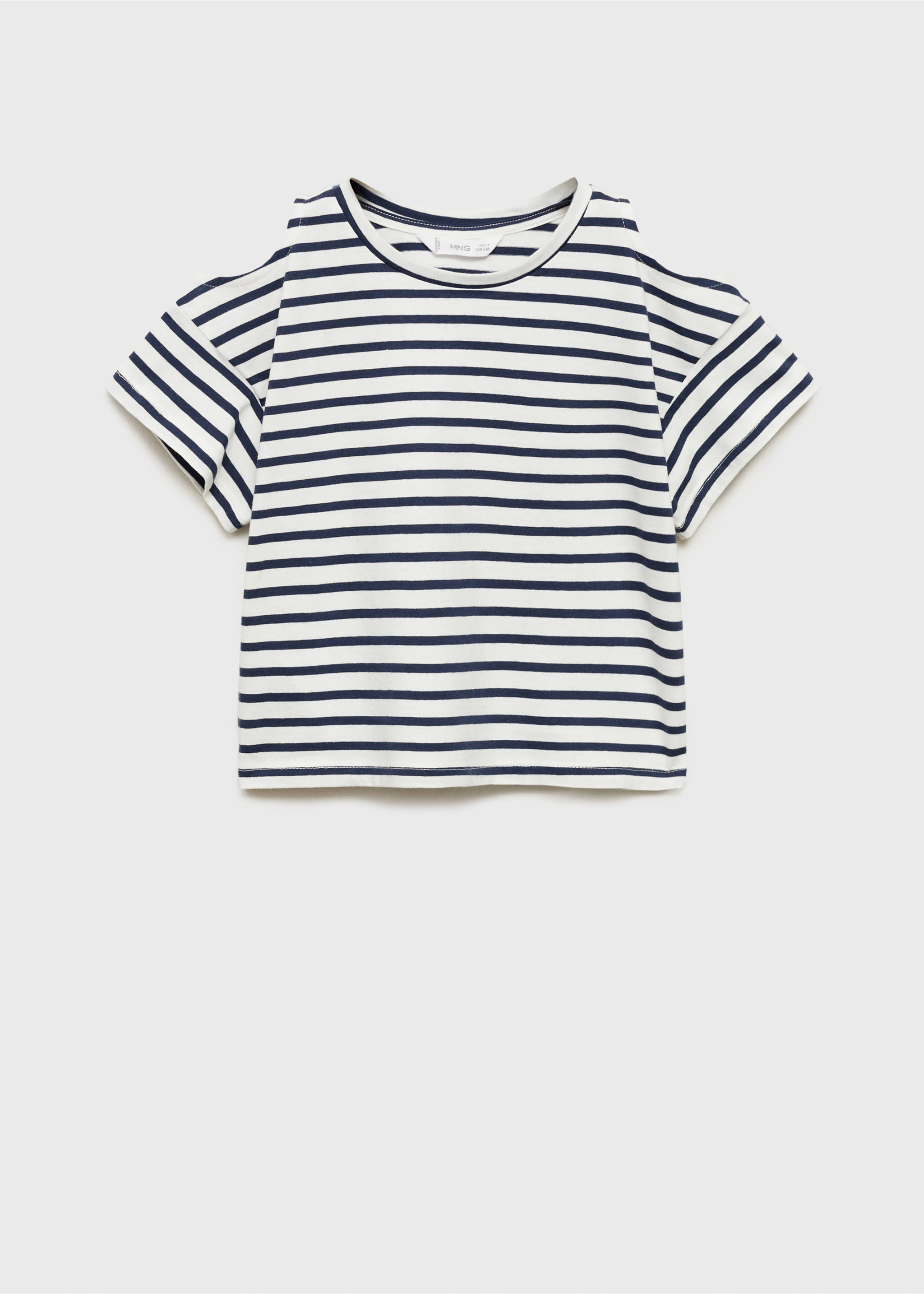 T-shirt à rayures et ouverture aux épaules - Article sans modèle, Bleu marine foncé. Ref: 87006355-00.