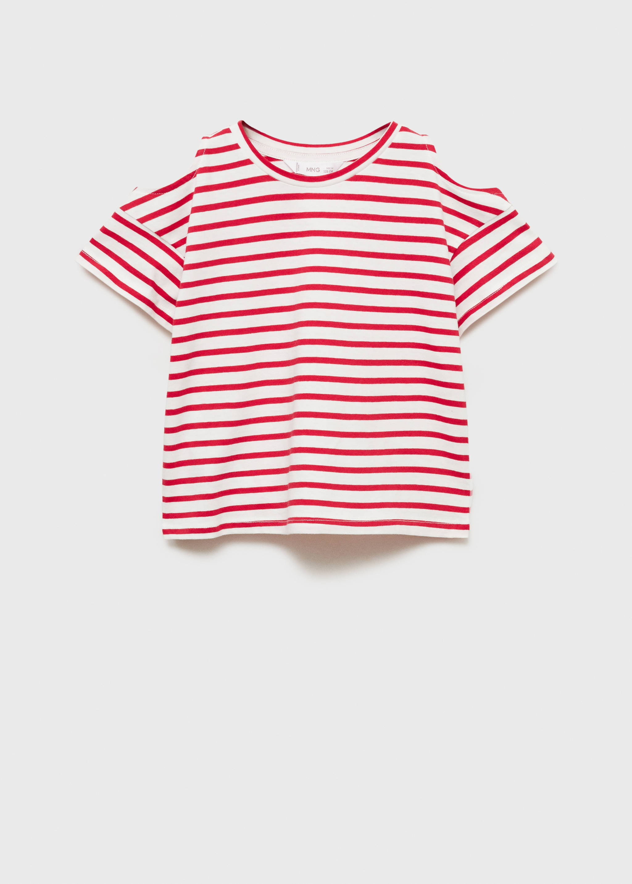 Cut-out t-shirt with striped shoulders - Article without model