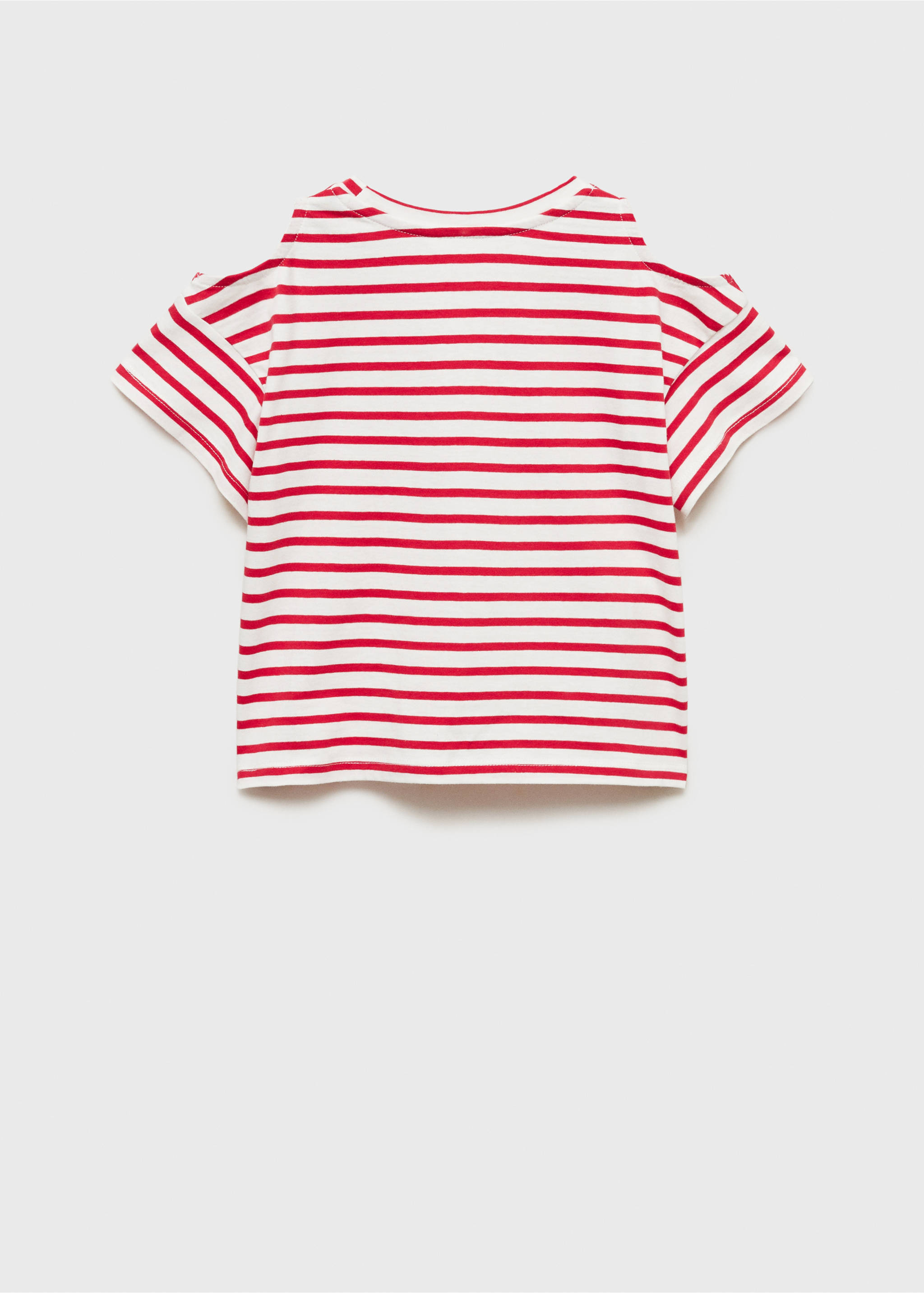 Gestreiftes T-Shirt mit Cut-Outs im Schulterbereich - Rückseite des Artikels, Rot. Ref: 87006355-00.
