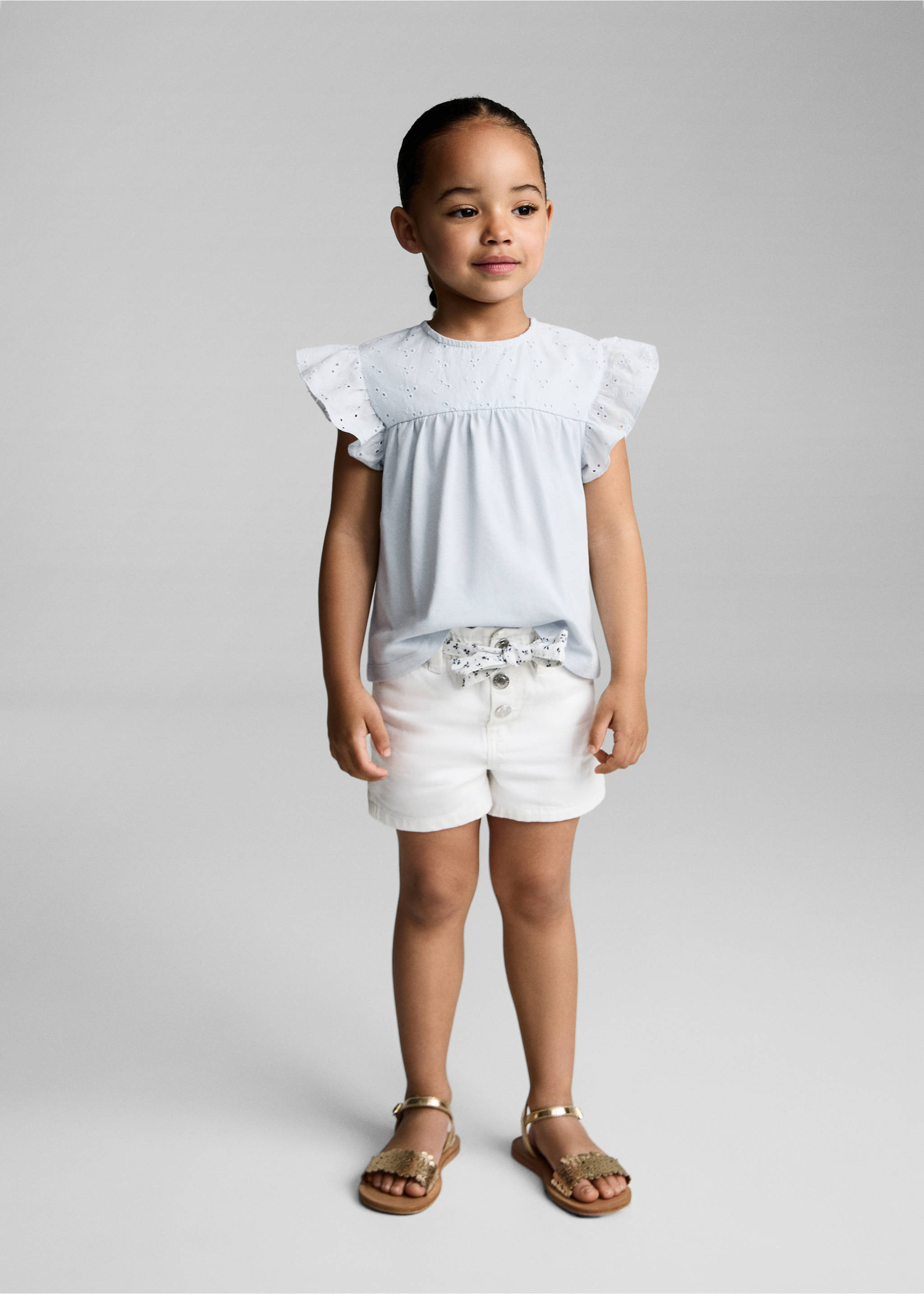 T-shirt détails ajourés - Plan général, Bleu ciel. Ref: 87006358-00.