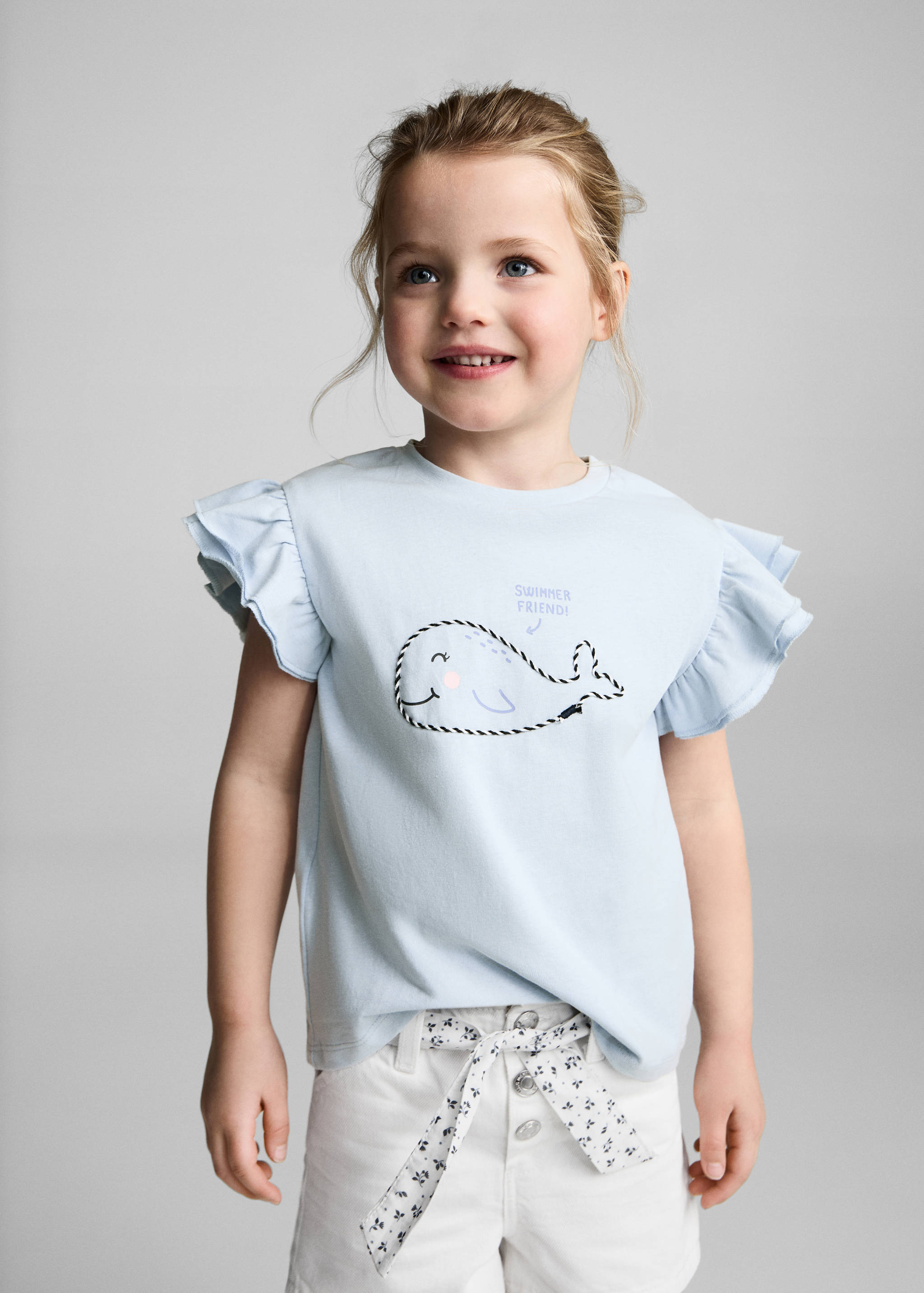 T-shirt brodé volants - Plan moyen