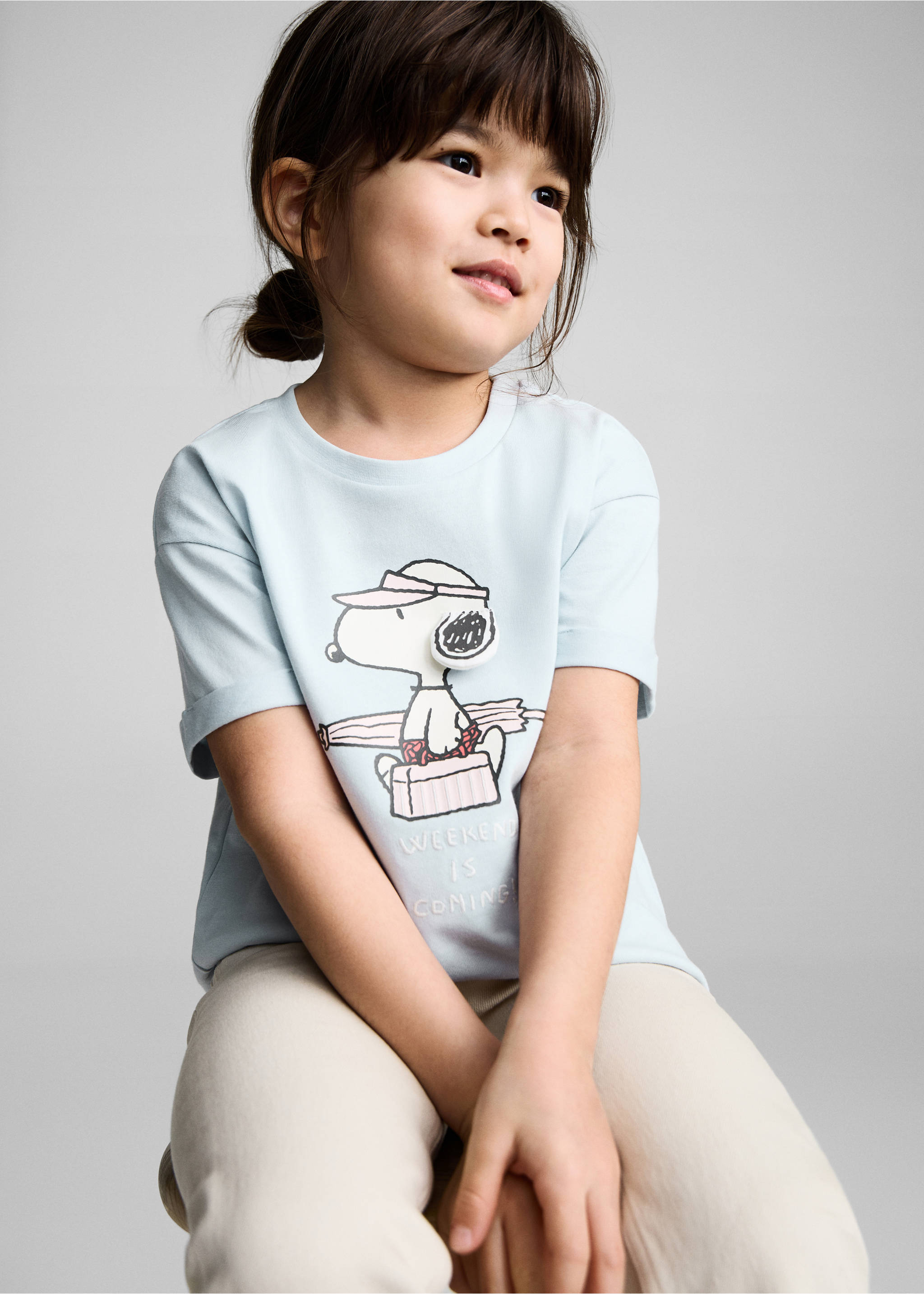 Snoopy printed t-shirt - Medium plane, Sky Blue. Ref: 87006363-00.