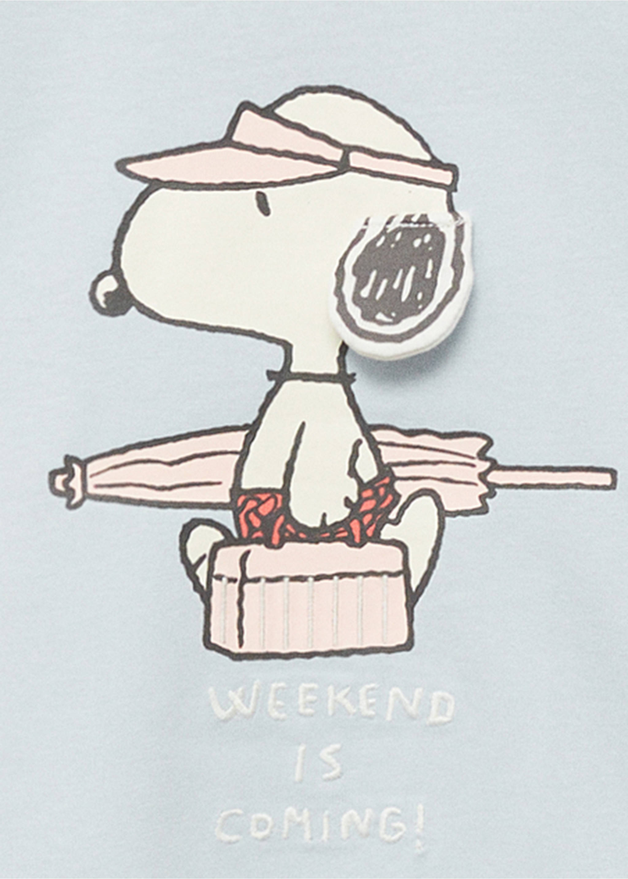Snoopy printed t-shirt - Details of the article 2, Sky Blue. Ref: 87006363-00.