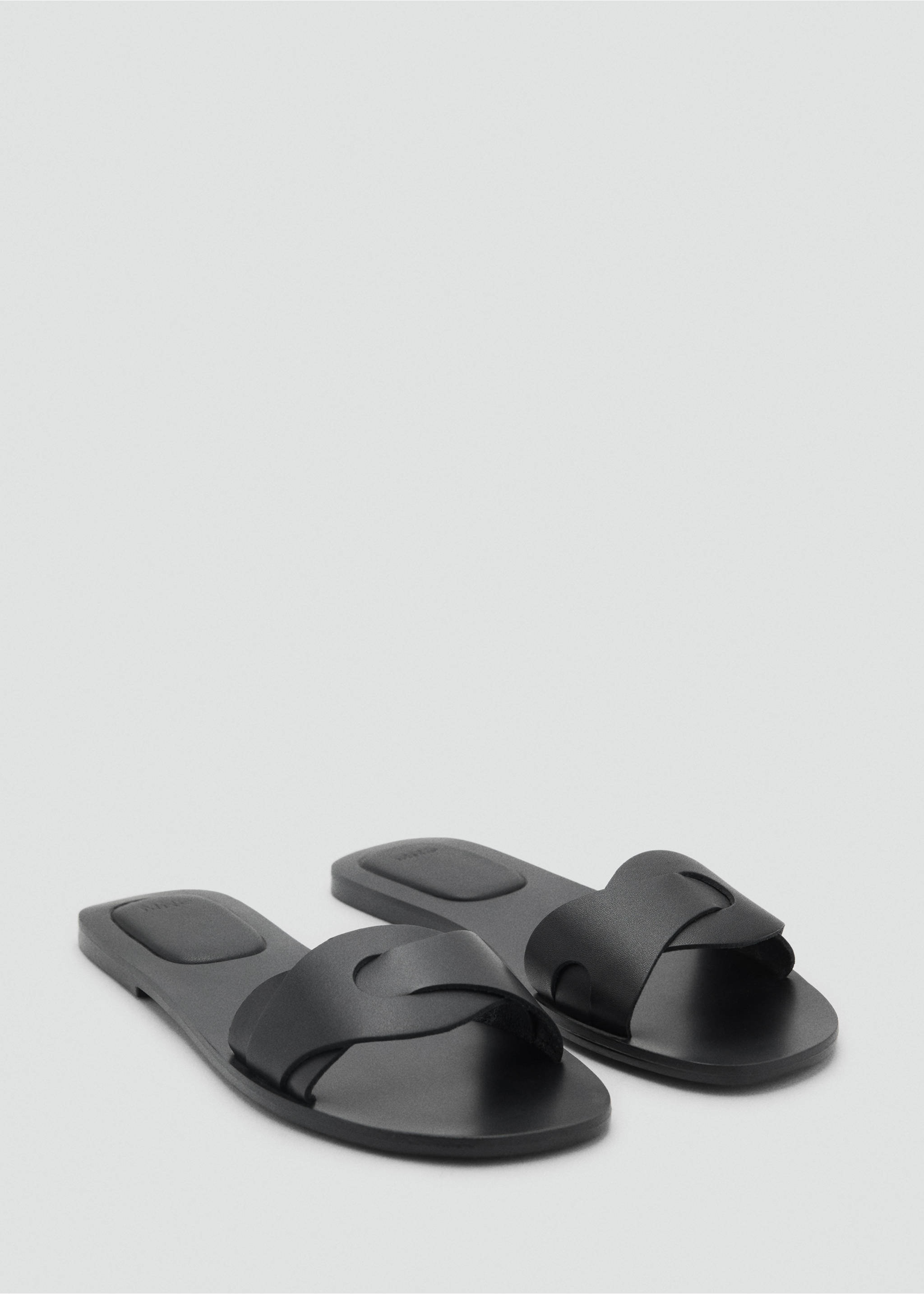 Leder-Riemensandale - Mittlere Ansicht, Schwarz. Ref: 87006374-00.