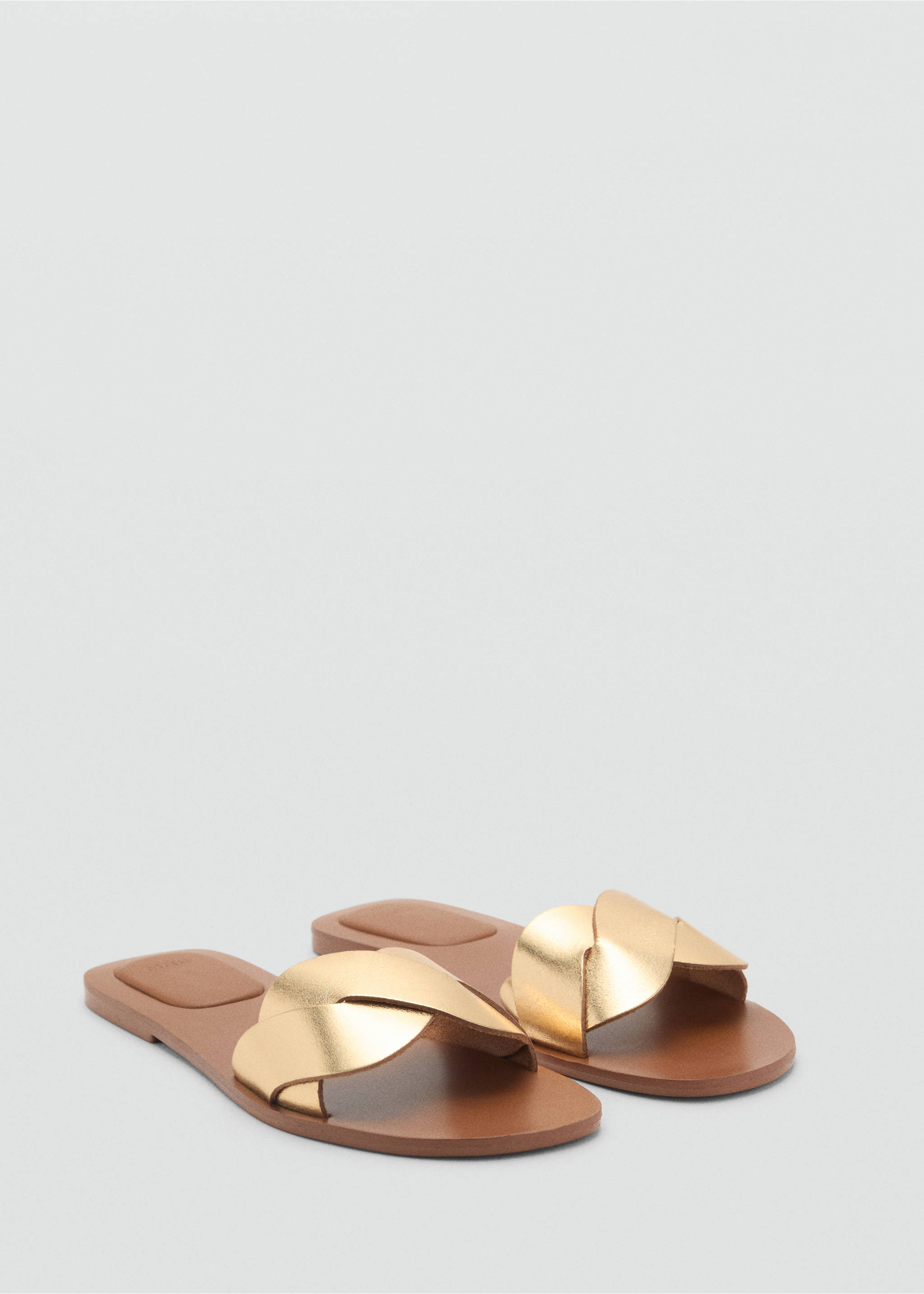 Leder-Riemensandale - Mittlere Ansicht, Gold. Ref: 87006376-00.
