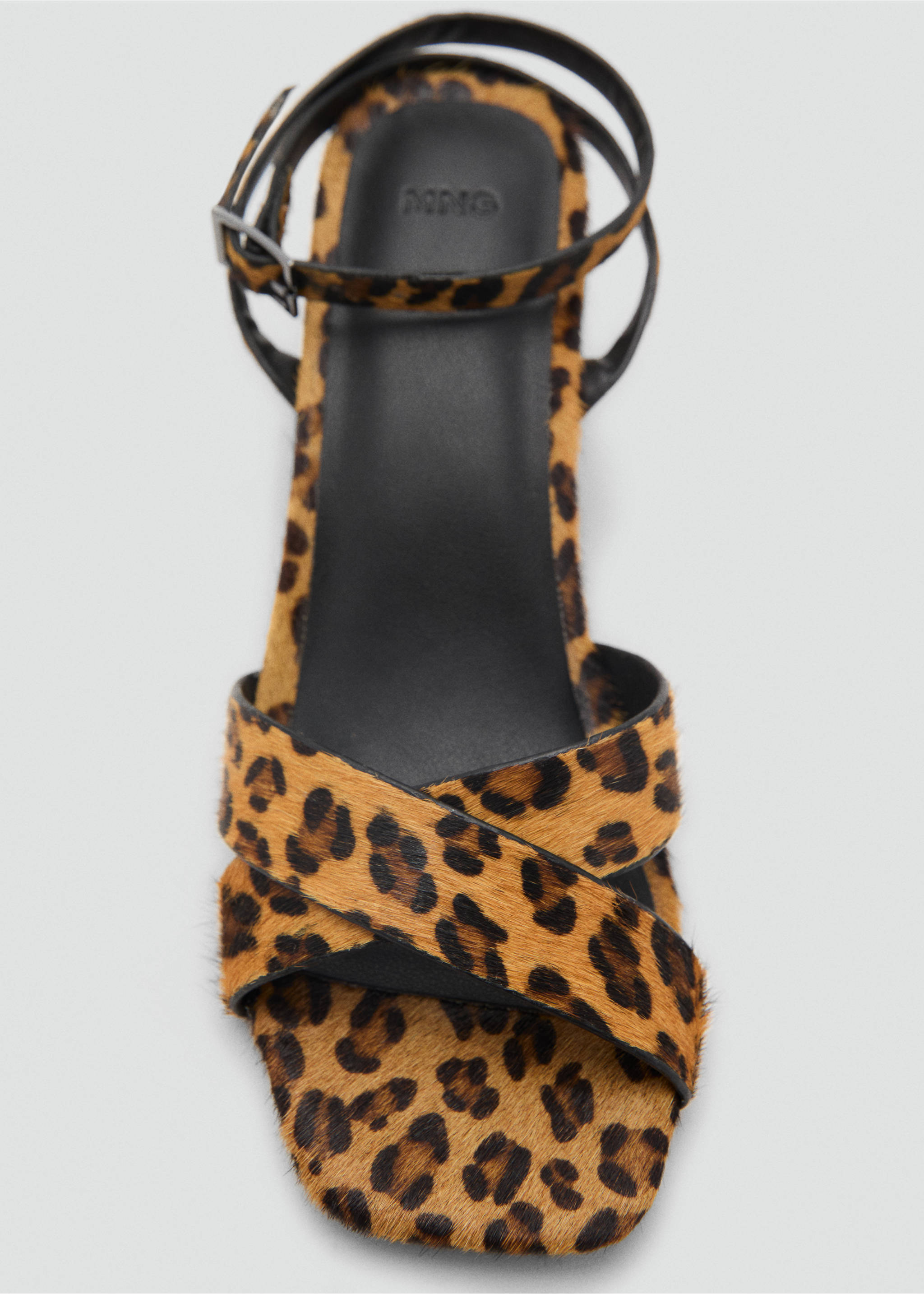 Leopard leather sandals - Details of the article 3, Black. Ref: 87006378-00.